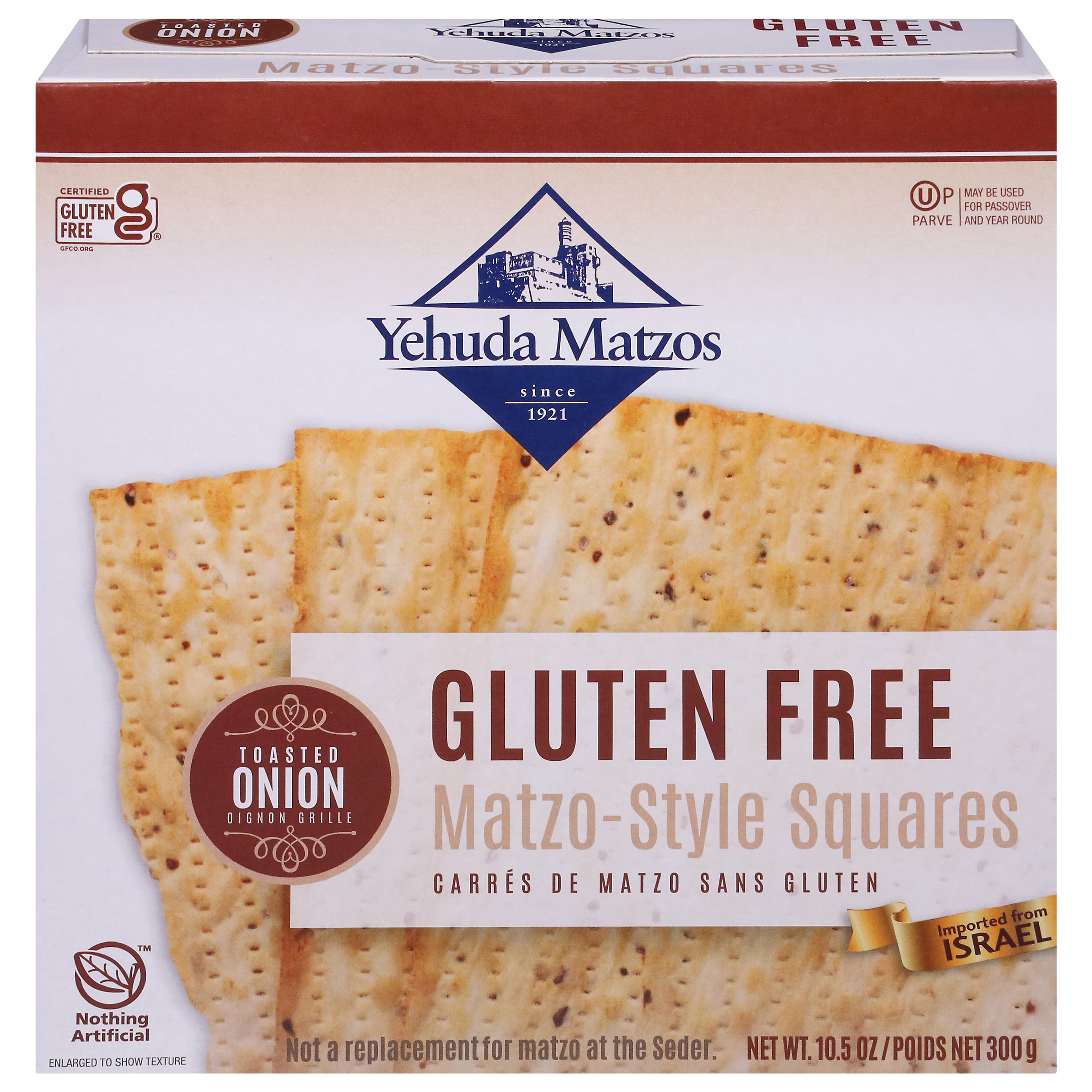 Yehuda Matzos Gluten Free Toasted Onion Matzo-Style Squares