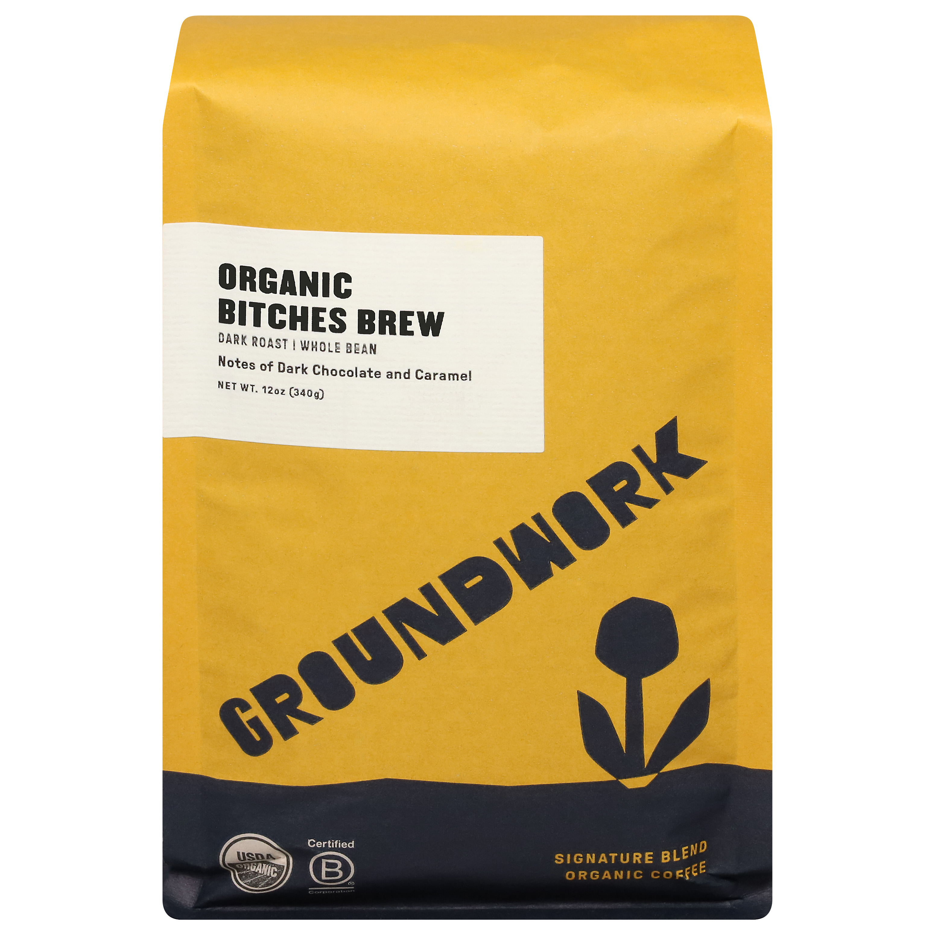 Groundwork Dark Roast Whole Bean Organic Bitches Brew Coffee