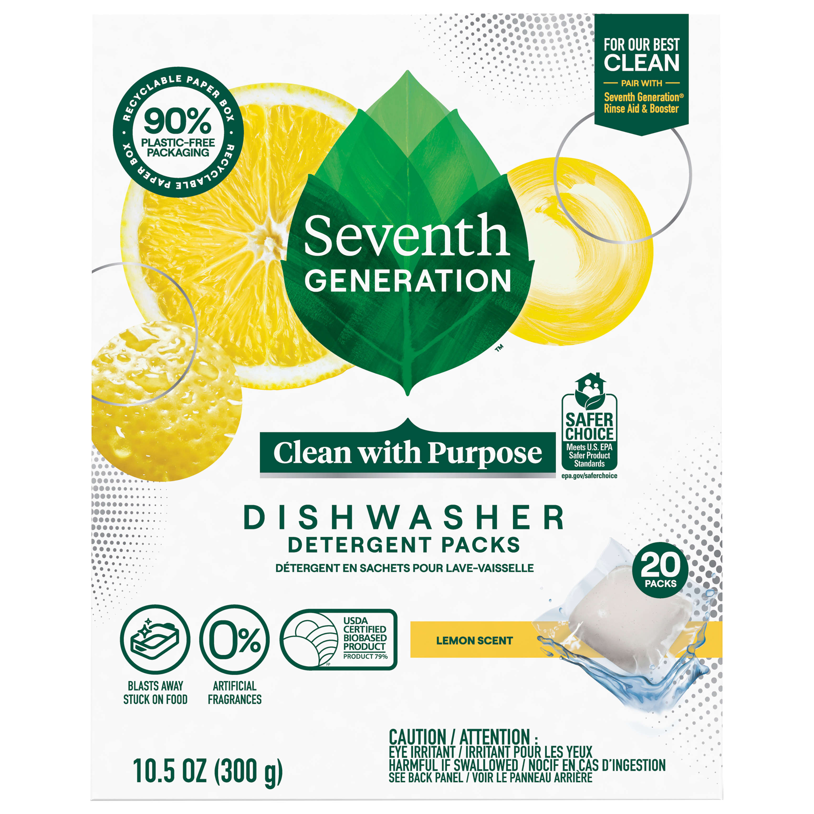 Seventh Generation Dishwasher Detergent Packs Lemon Scent