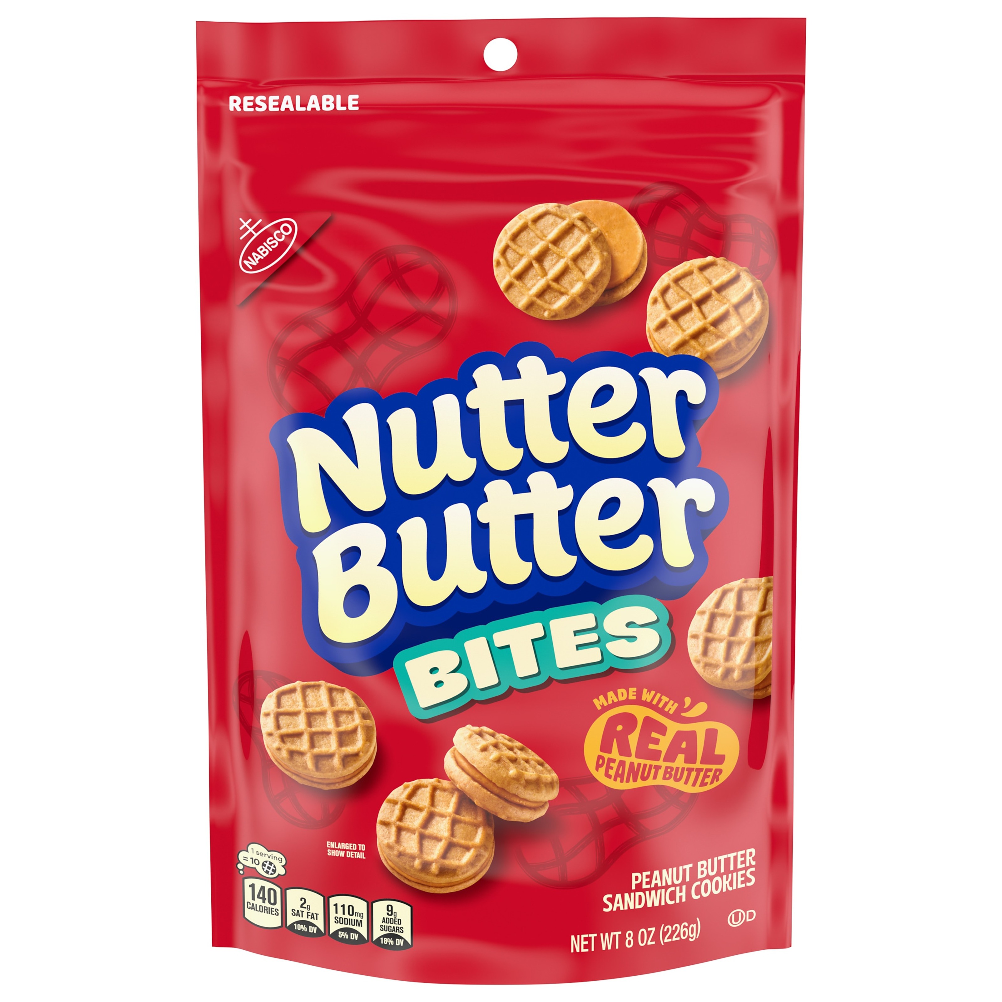 NUTTER BUTTER Bites Peanut Butter Sandwich Cookies, Snak-Saks, 8 Ounce