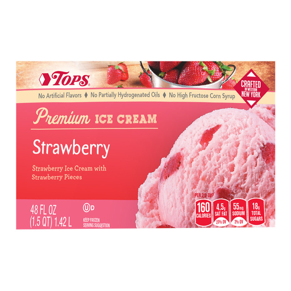 Tops Premium Strawberry Ice Cream 48 floz