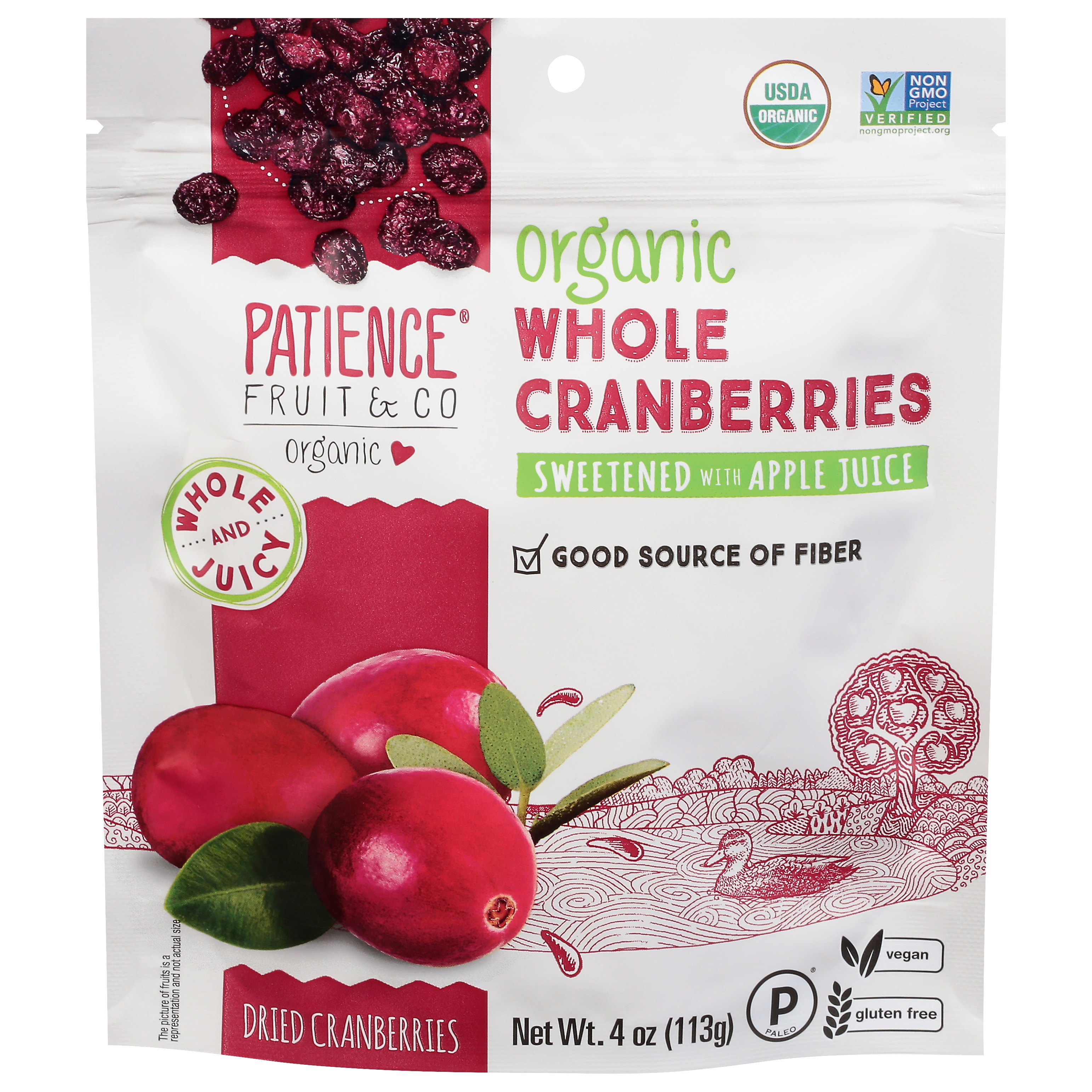 Patience Fruit & Co Whole Organic Dried Cranberries