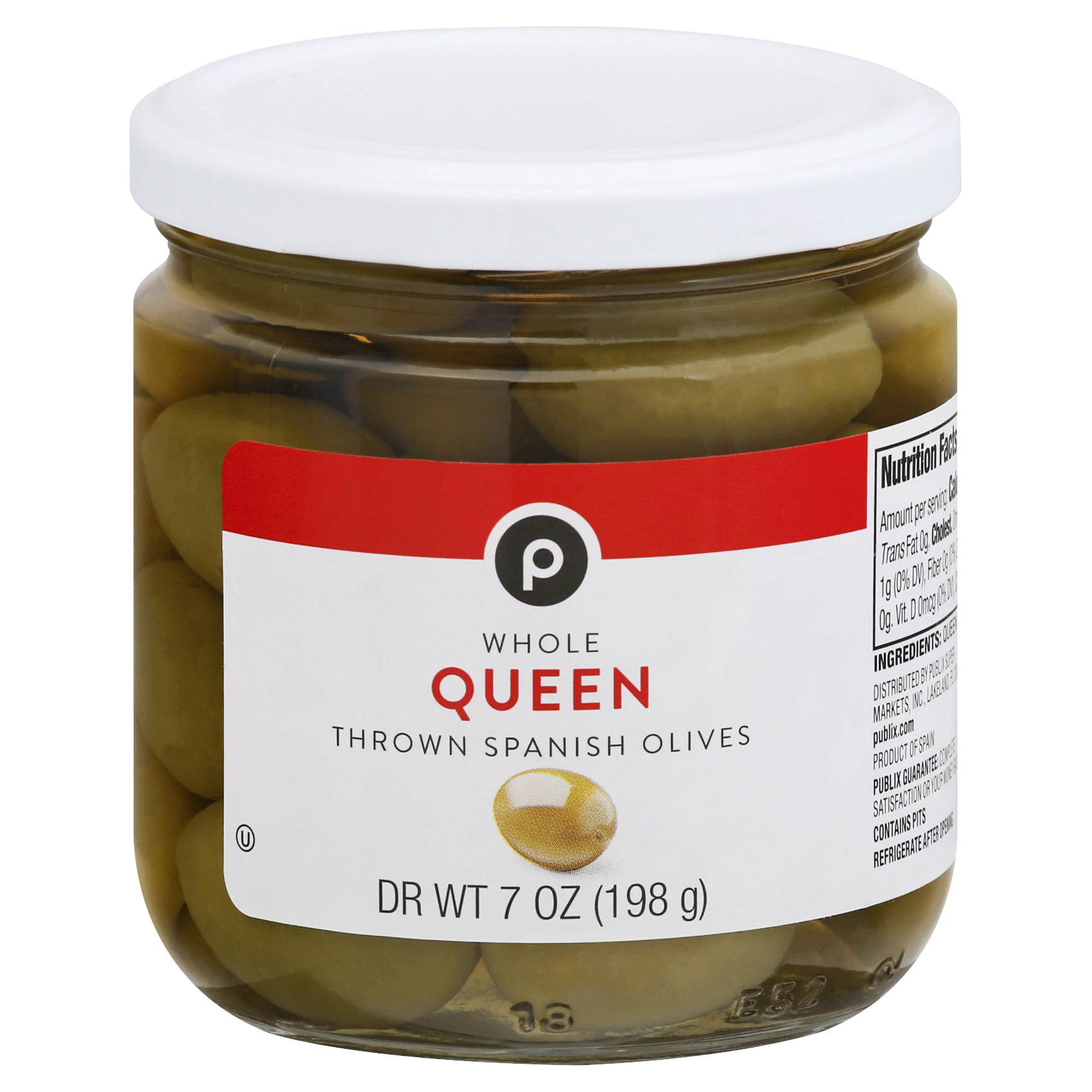 Publix Whole Queen Thrown Spanish Olives 7 oz JAR