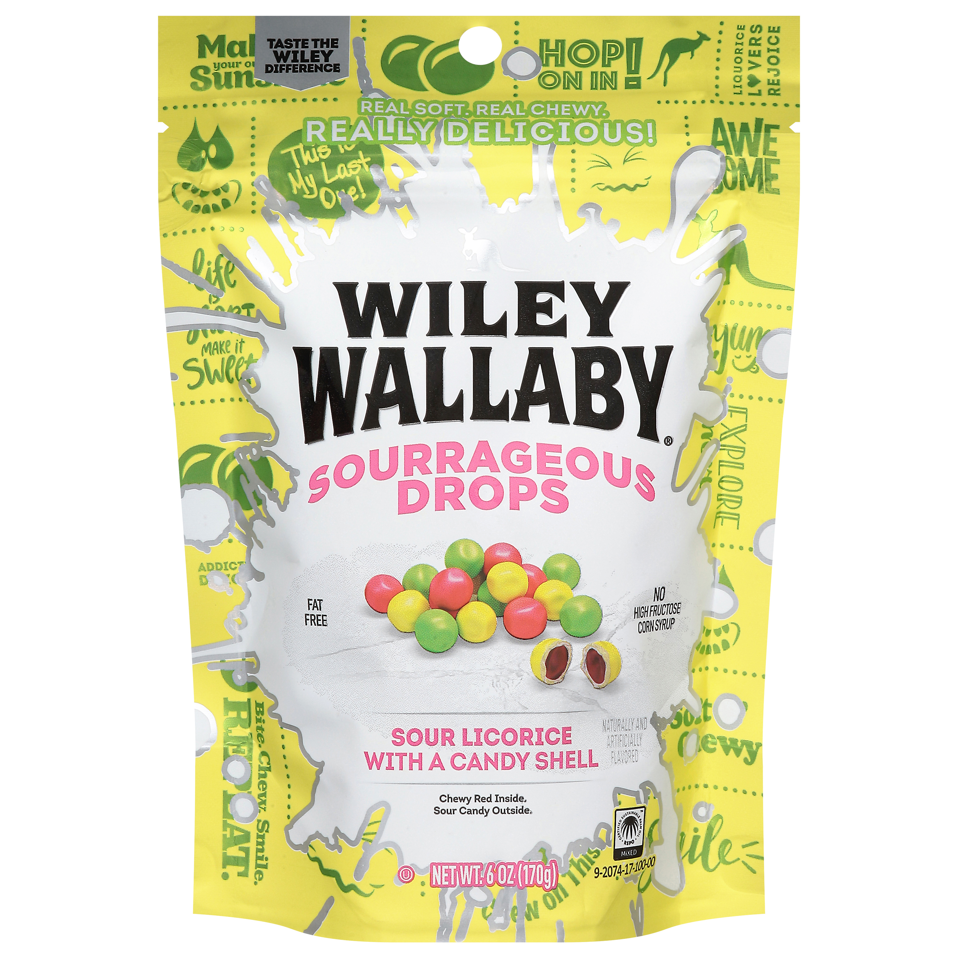 Wiley Wallaby Sourrageous Drop Sour Licorice with a Candy Shell