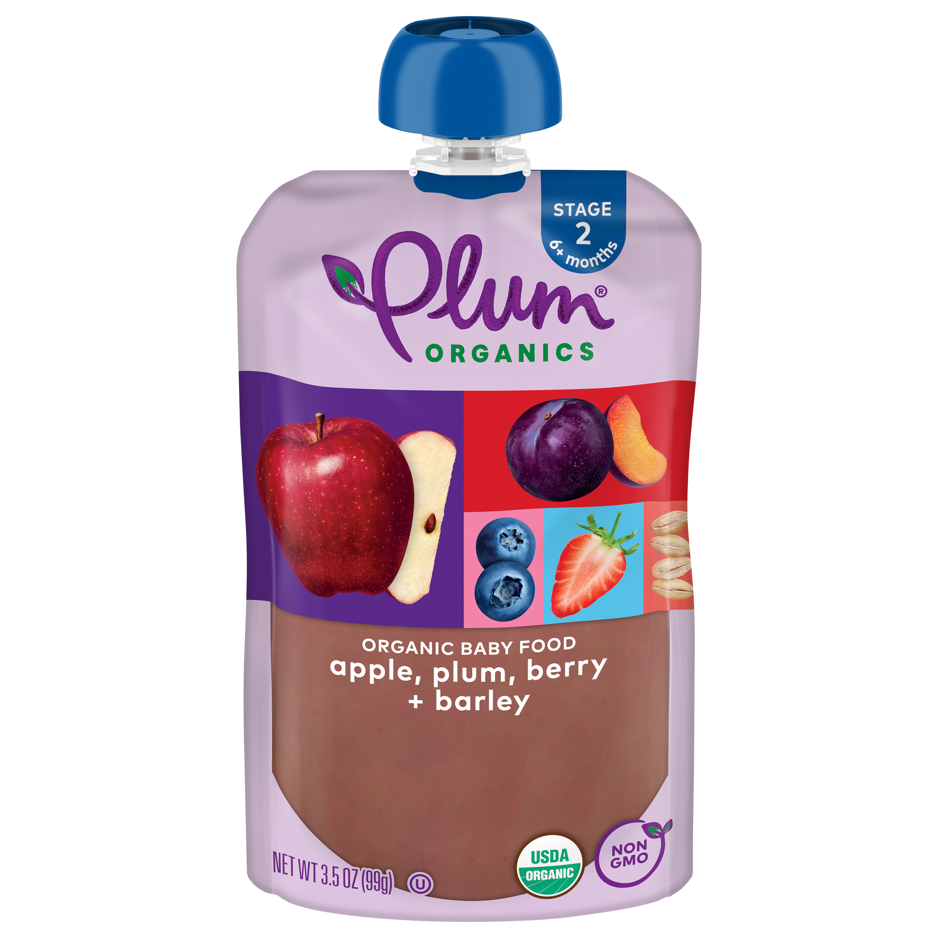 Plum Organics® Stage 2 Organic Baby Food Apple, Plum, Berry & Barley 3.5oz Pouch