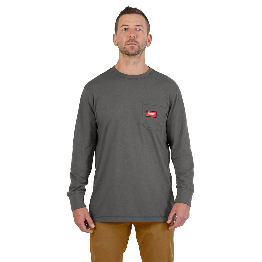 GRIDIRON Pocket T-Shirt - Long Sleeve Gray M