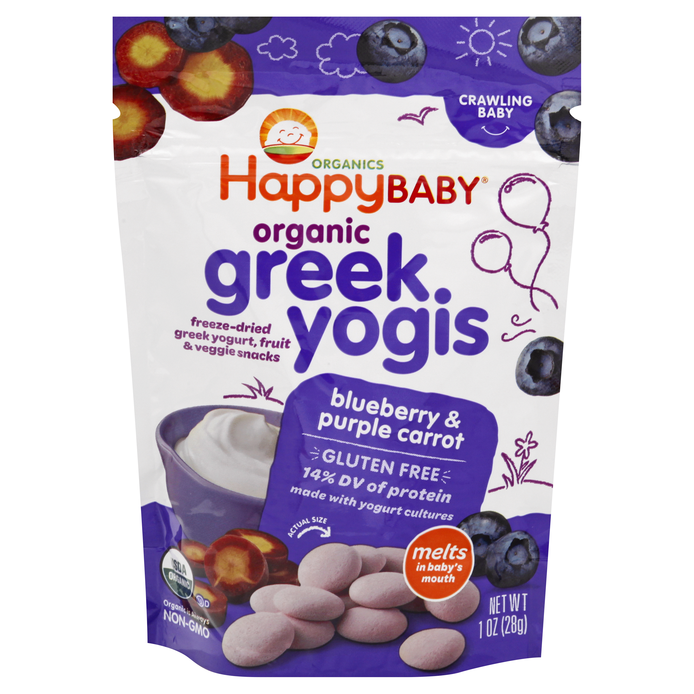 HappyBaby Organics Crawling Baby Blueberry & Purple Carrot Greek Yogis