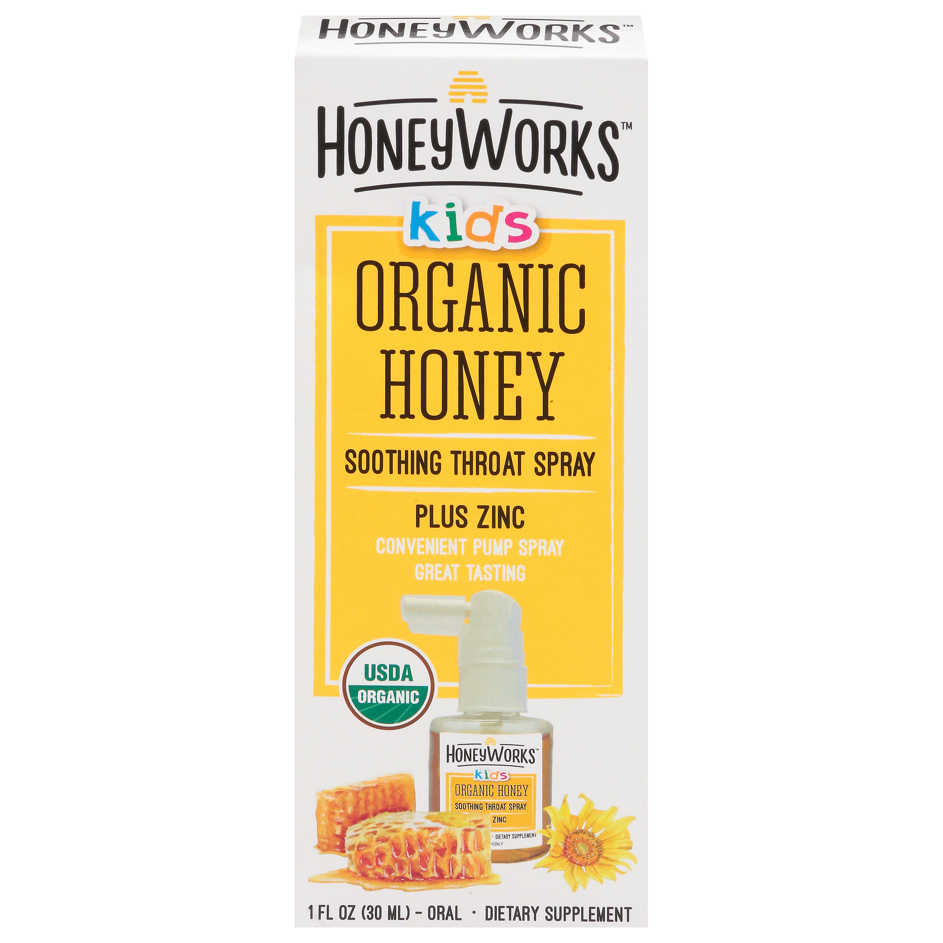 Honey Works Organic Kids Honey Soothing Throat Spray