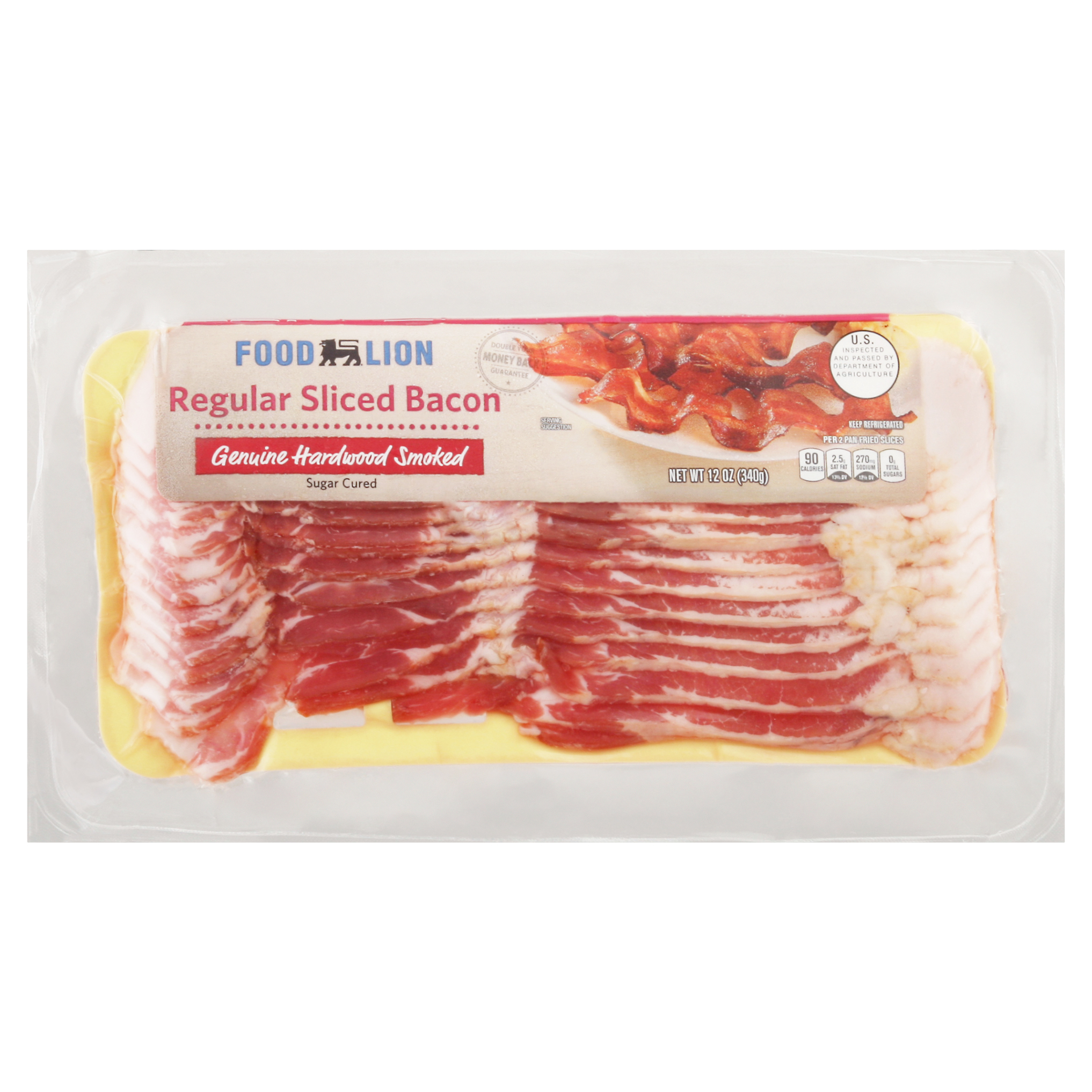 Food Lion Sliced Genuine Hardwood Smoke Regular Bacon 12 oz Bag