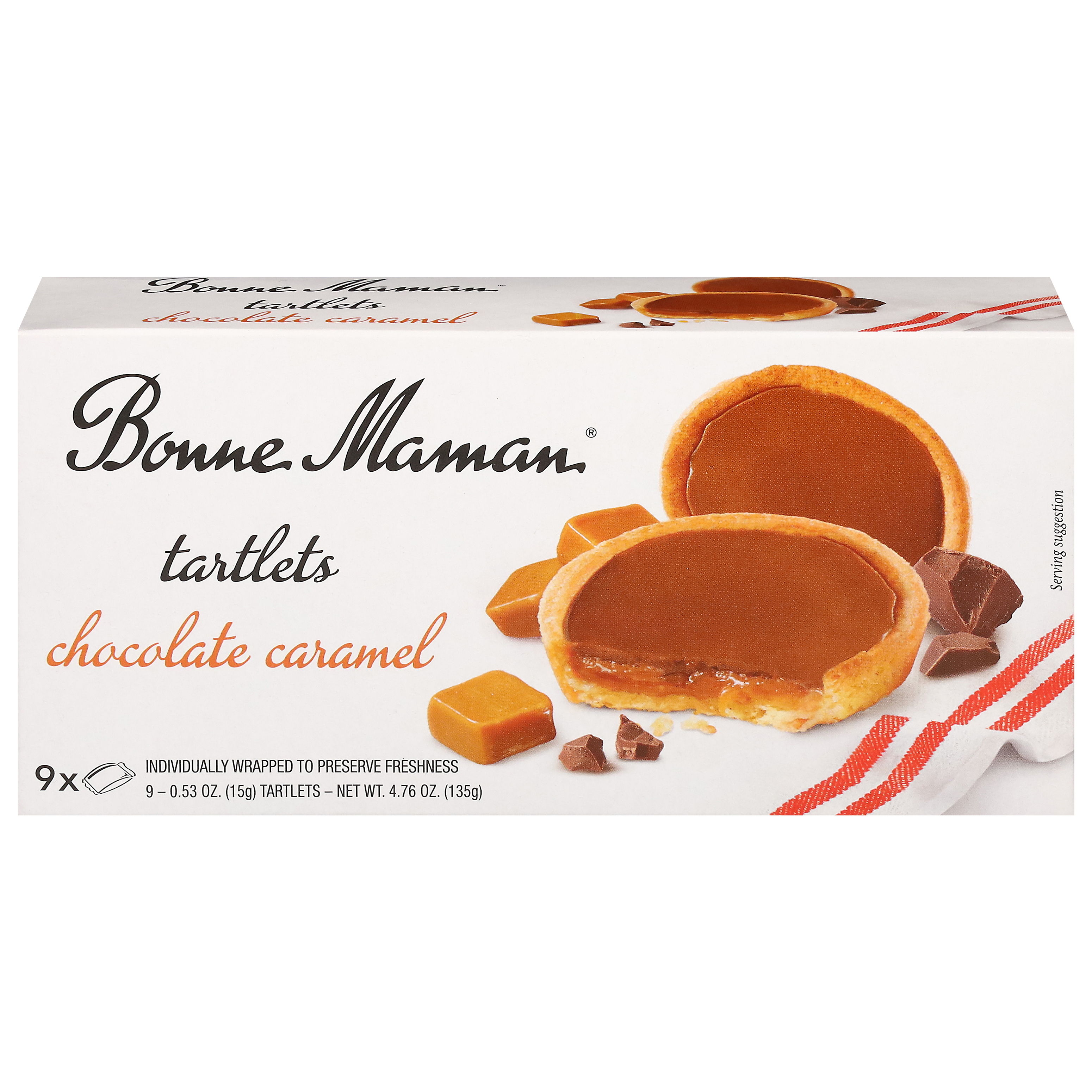 Bonne Maman Chocolate Caramel Tartlets 9 - 0.53 oz Wrappers