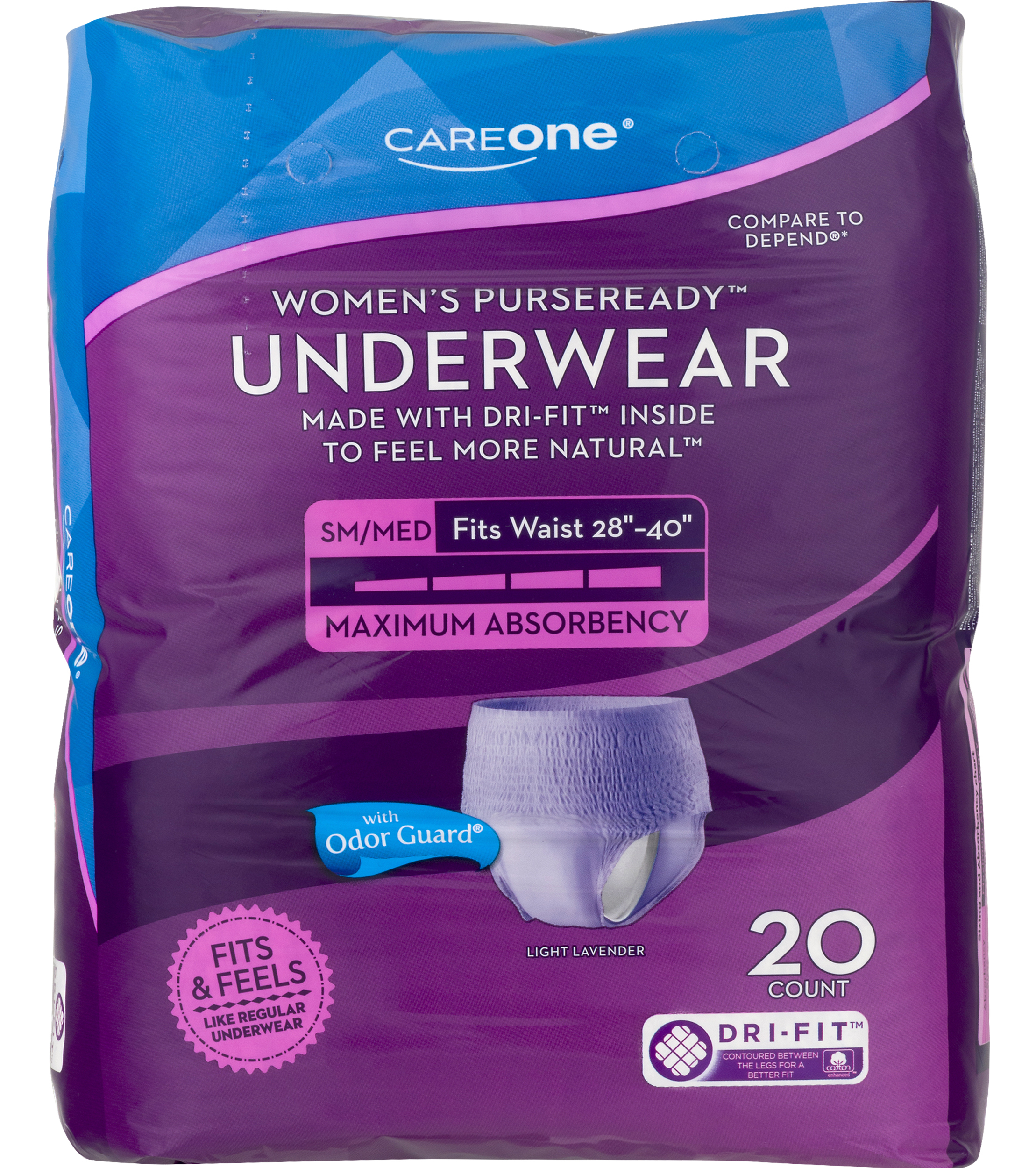 Careone Underwear, Women's Purseready, with Odor Guard, Maximum
