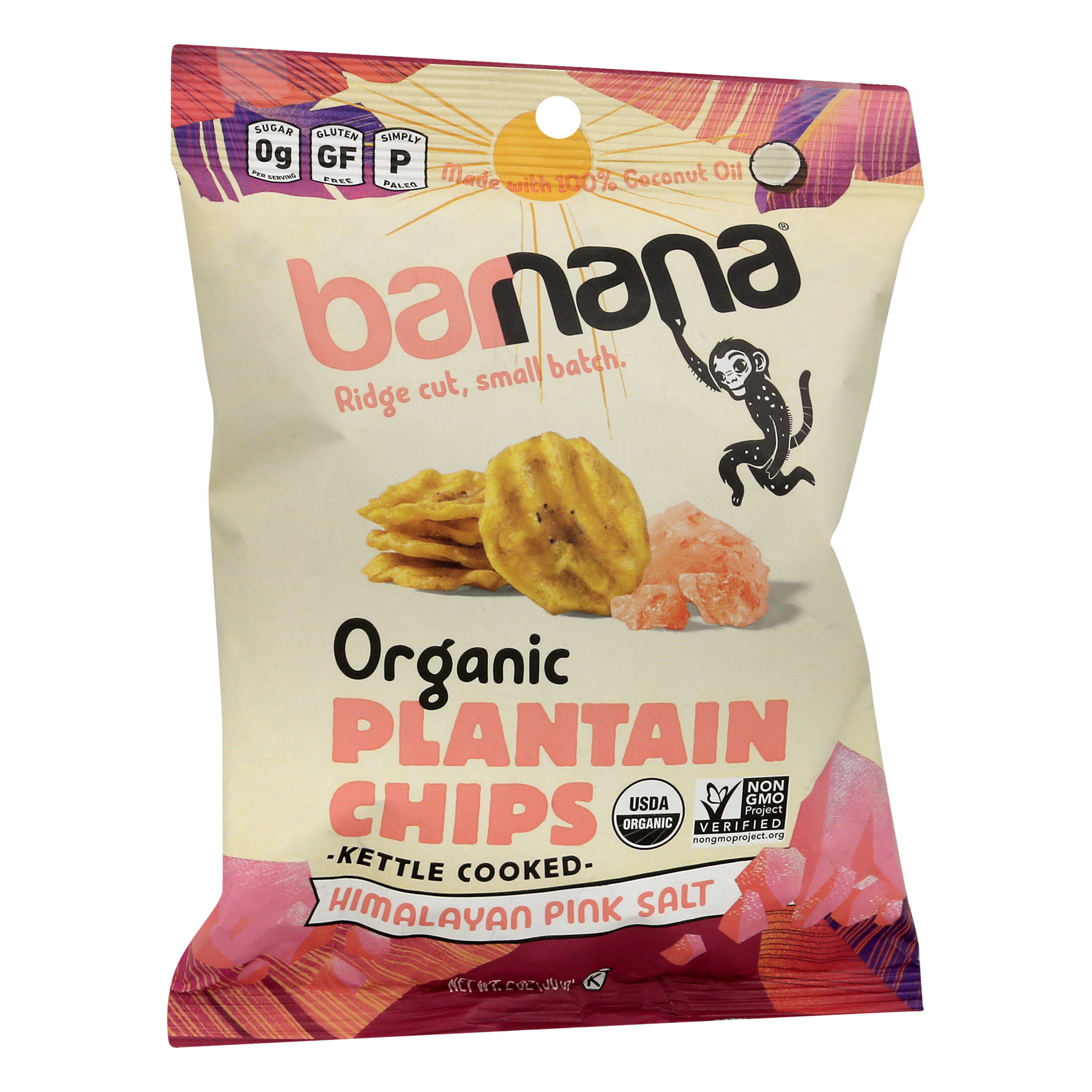 barnana Organic Kettle Cooked Himalayan Pink Salt Plantain Chips