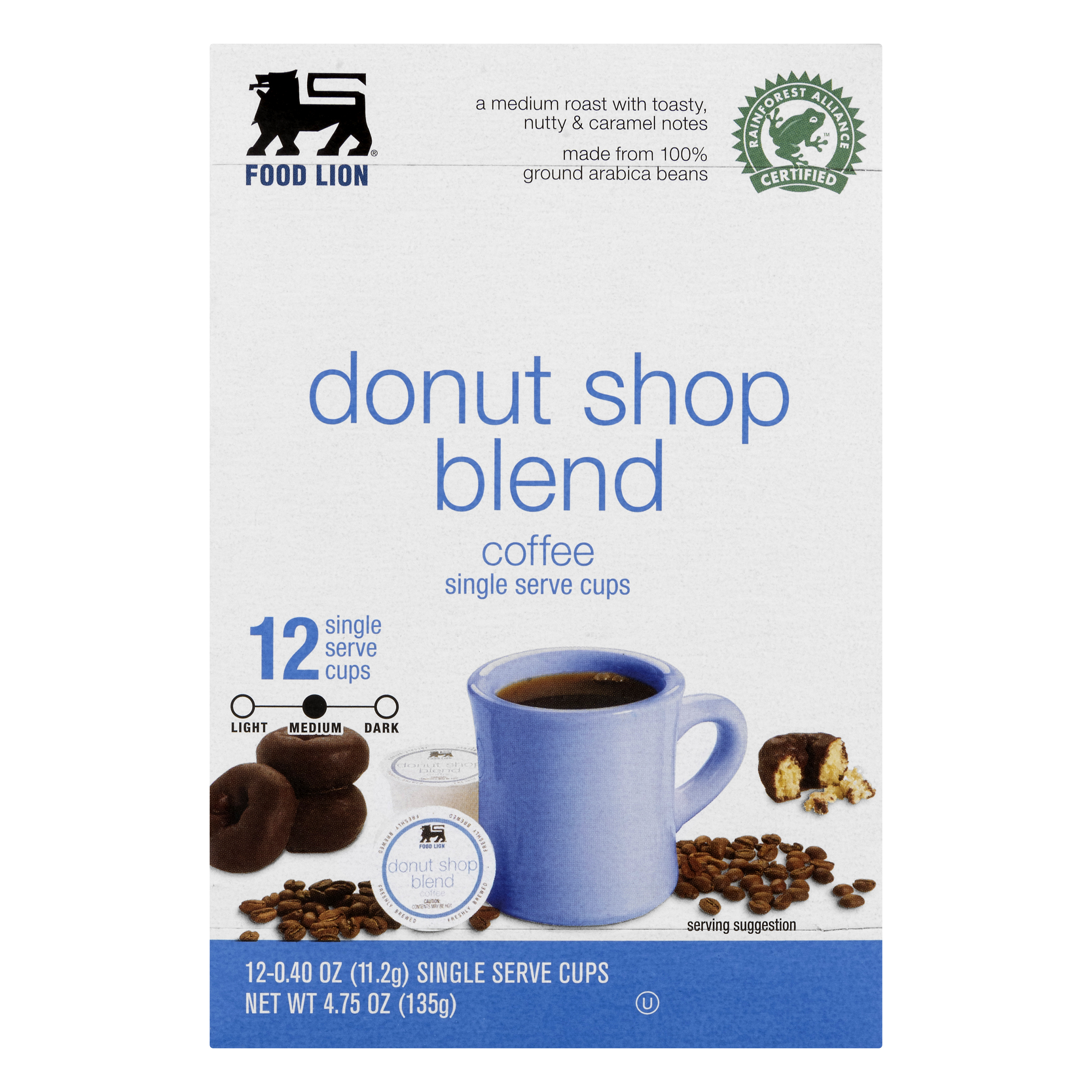 Food Lion Coffee, Medium Roast, Donut Shop Blend, Single Serve Cups, Box
