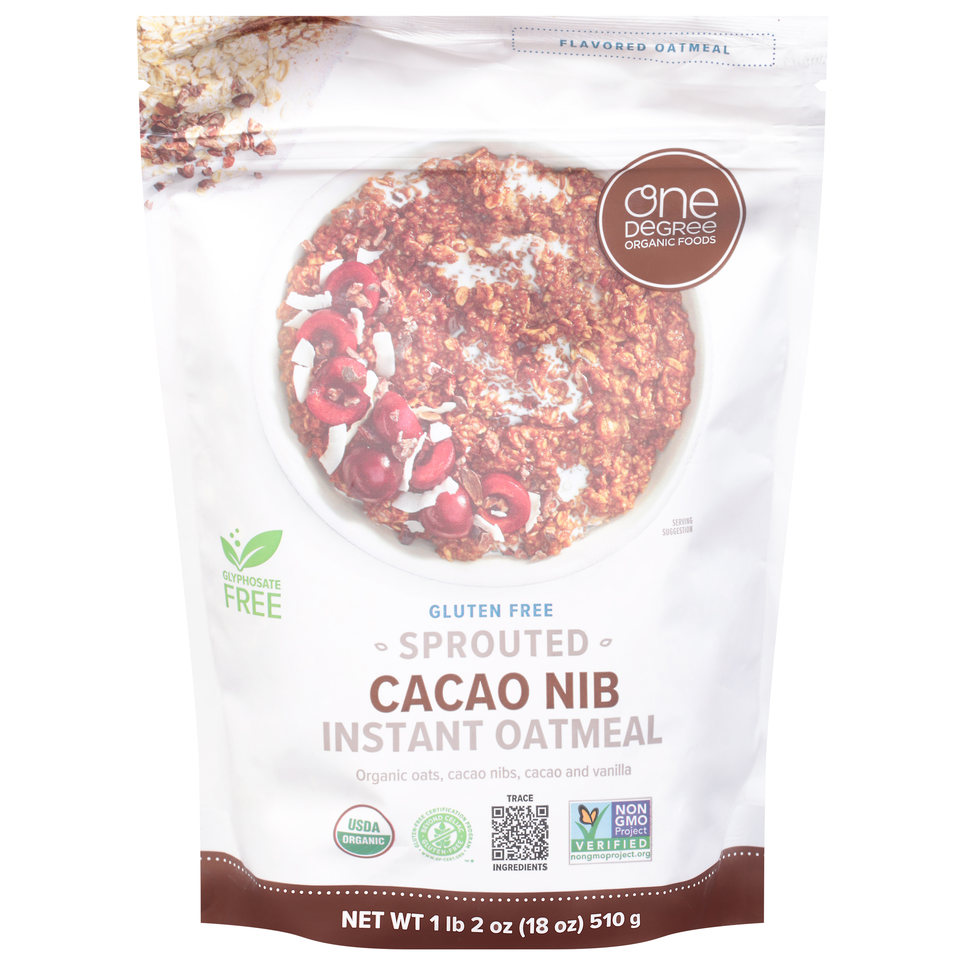 One Degree Organic Foods Sprouted Cacao Nib Instant Oatmeal