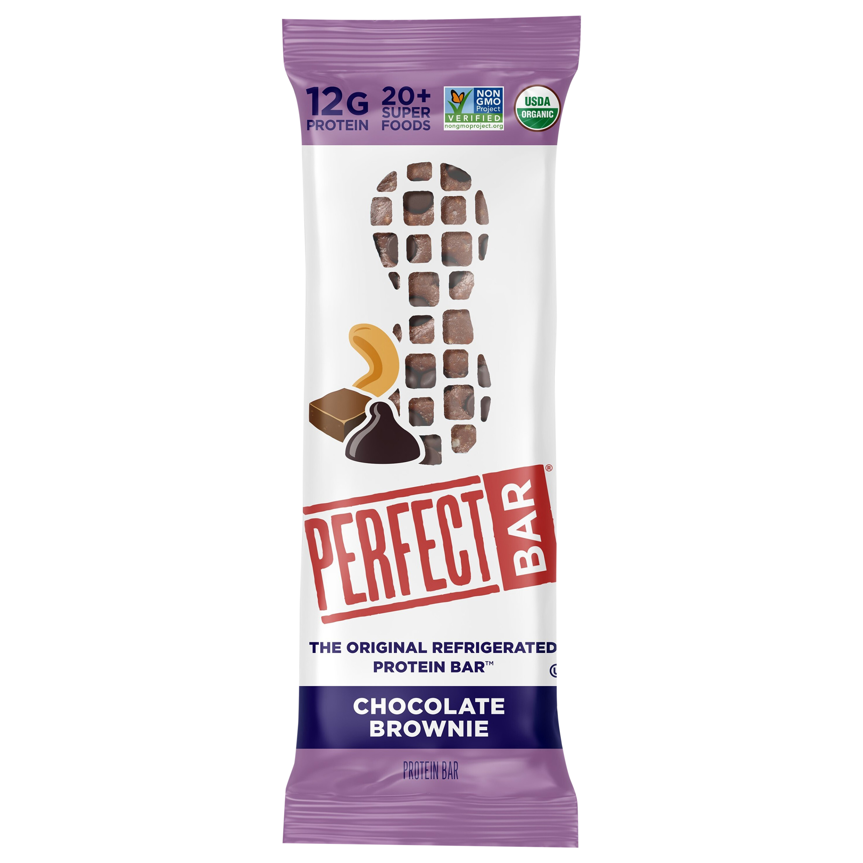 Perfect Bar Organic Chocolate Brownie Cashew Butter and Peanut Butter Protein Bar,