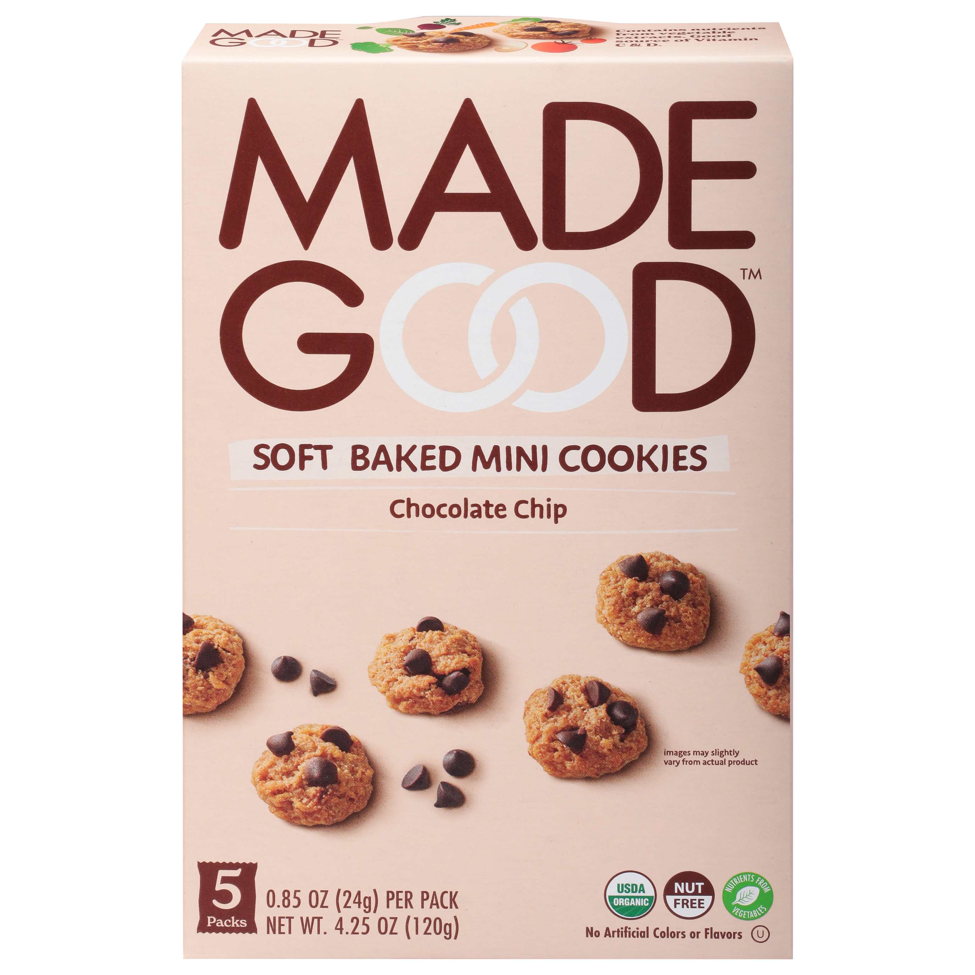 MadeGood Soft Baked Chocolate Chip Cookies Mini 5 - 0.85 oz Packs