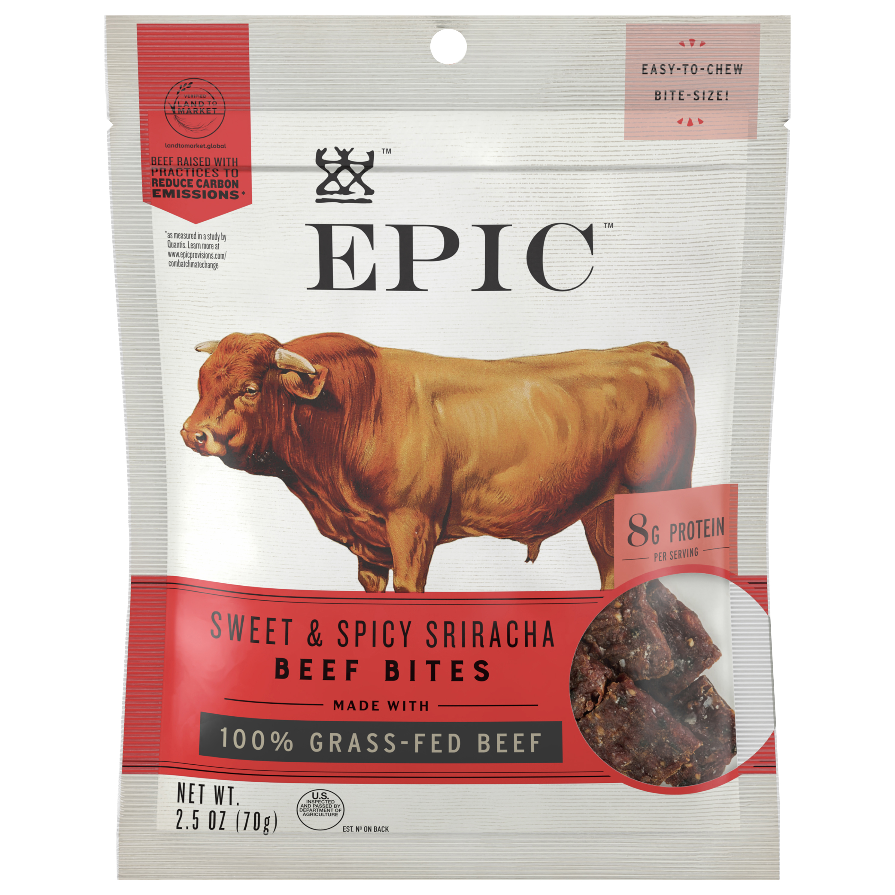 EPIC Sriracha Beef Bites, Grass-Fed, Whole30,