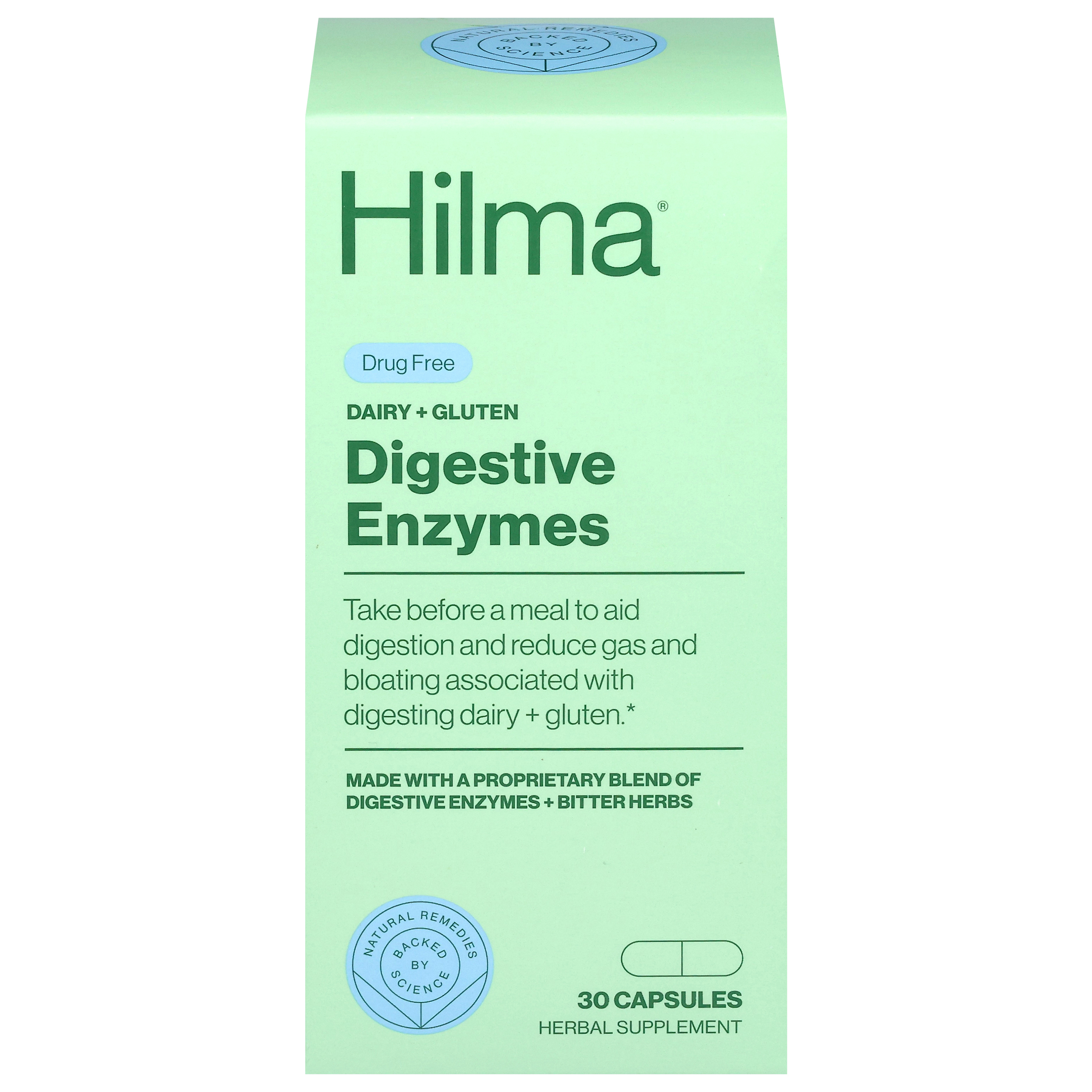Hilma Dairy + Gluten Digestive Enzymes 30 Capsules
