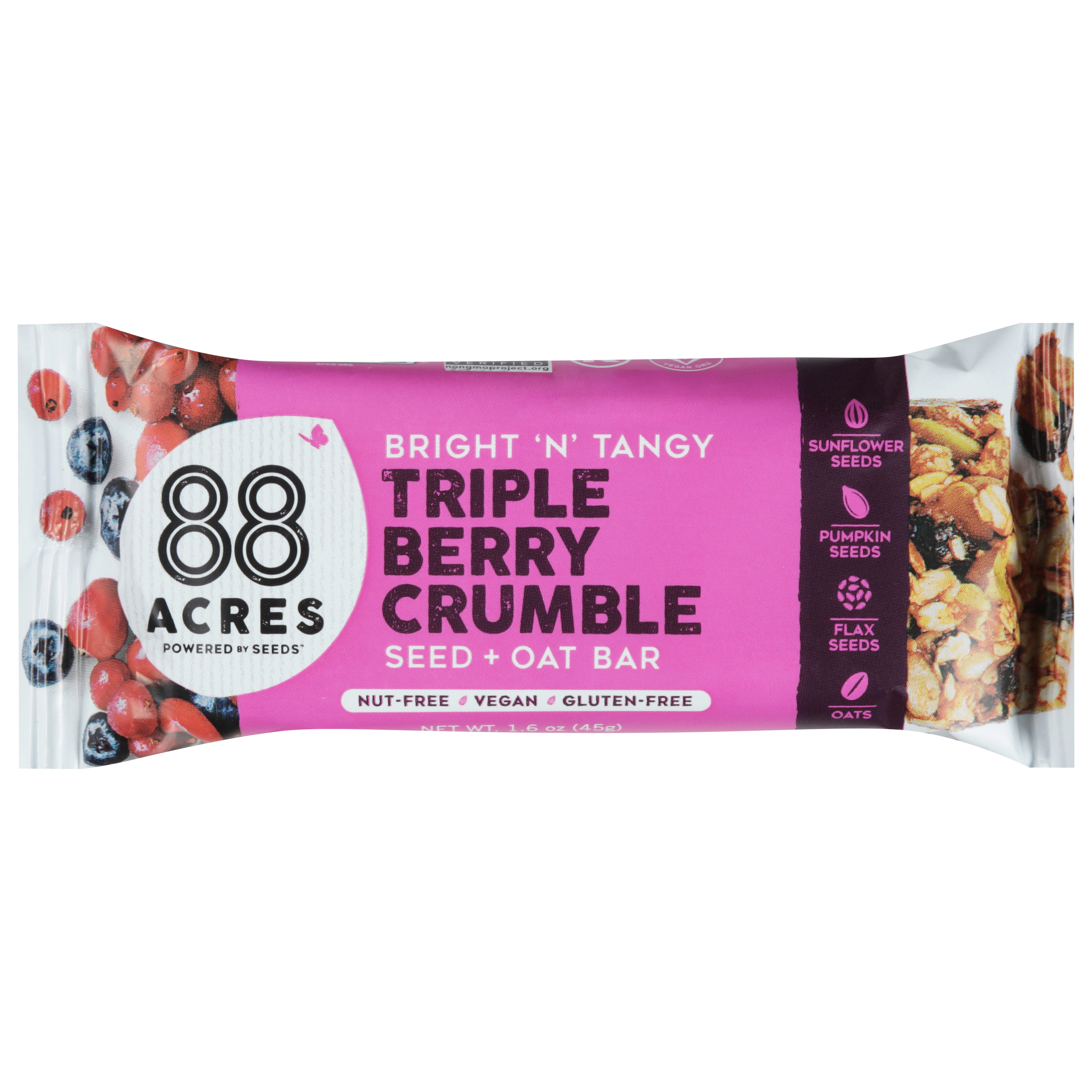 88 Acres Bright 'N' Tangy Triple Berry Crumble Seed + Oat Bar