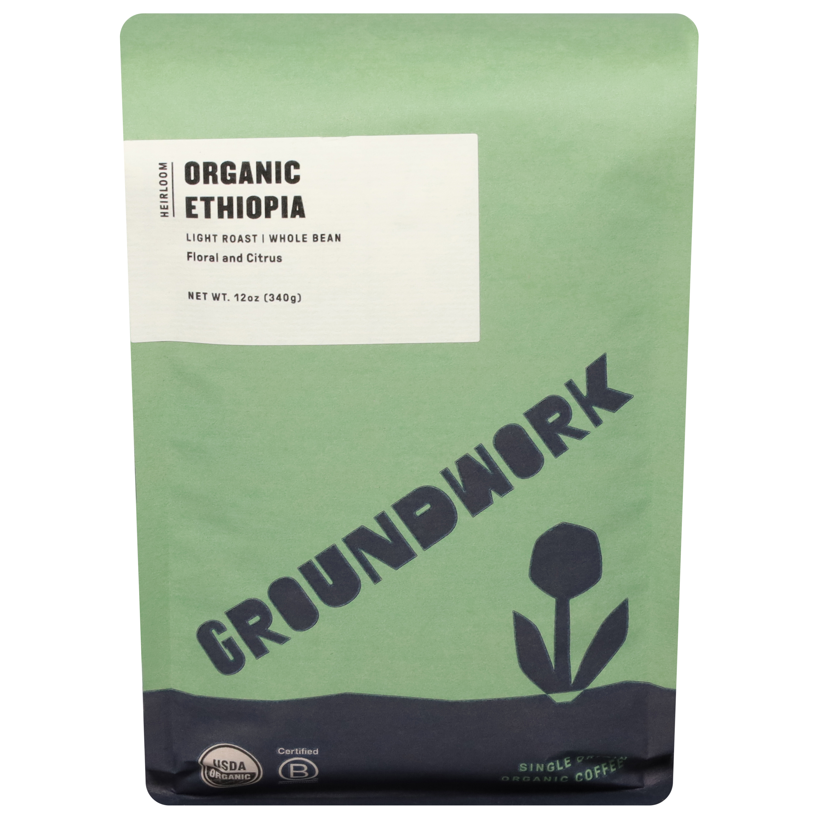 Groundwork Light Roast Whole Bean Organic Ethiopia Coffee