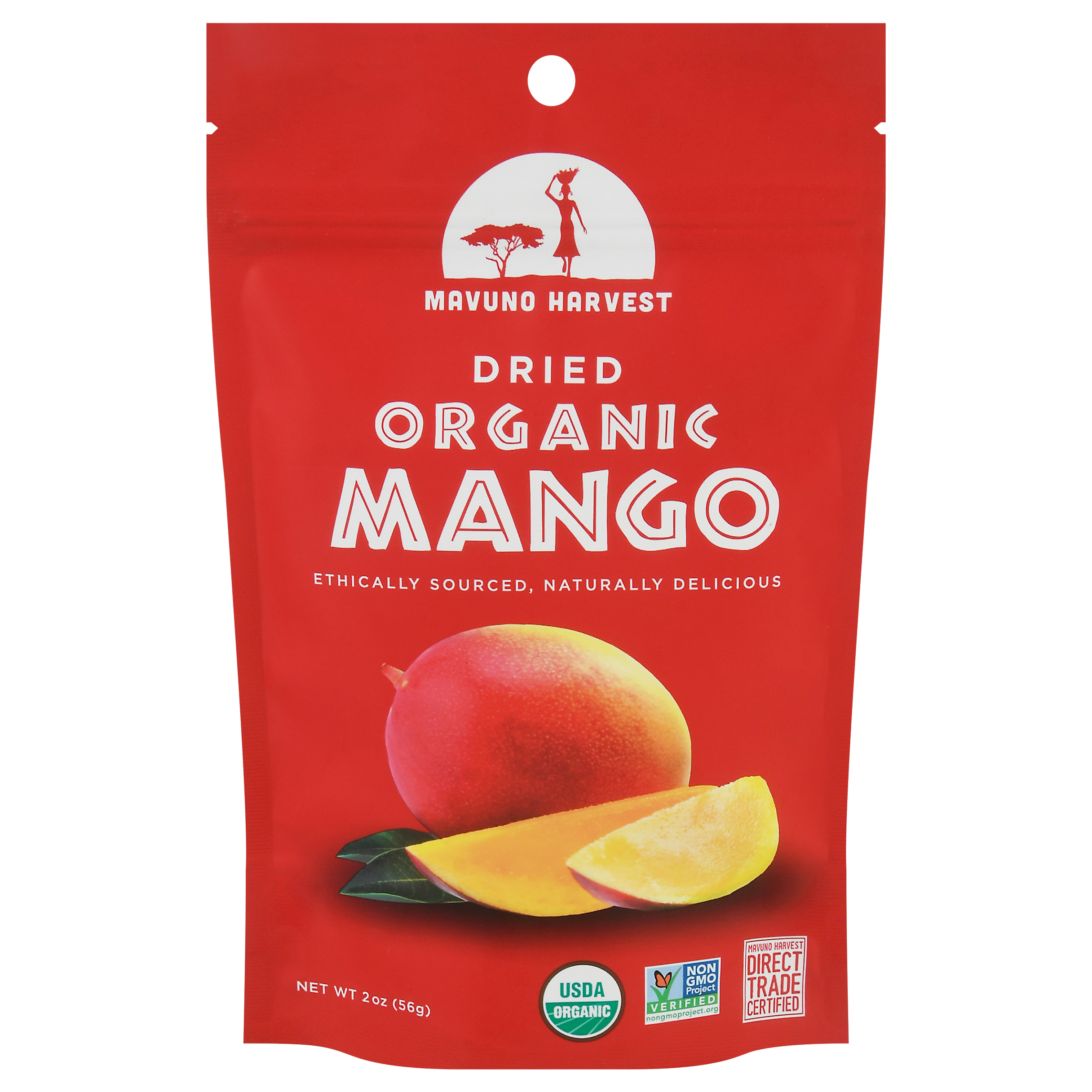 Mavuno Harvest Organic Dried Mango 2 oz Stand Pack