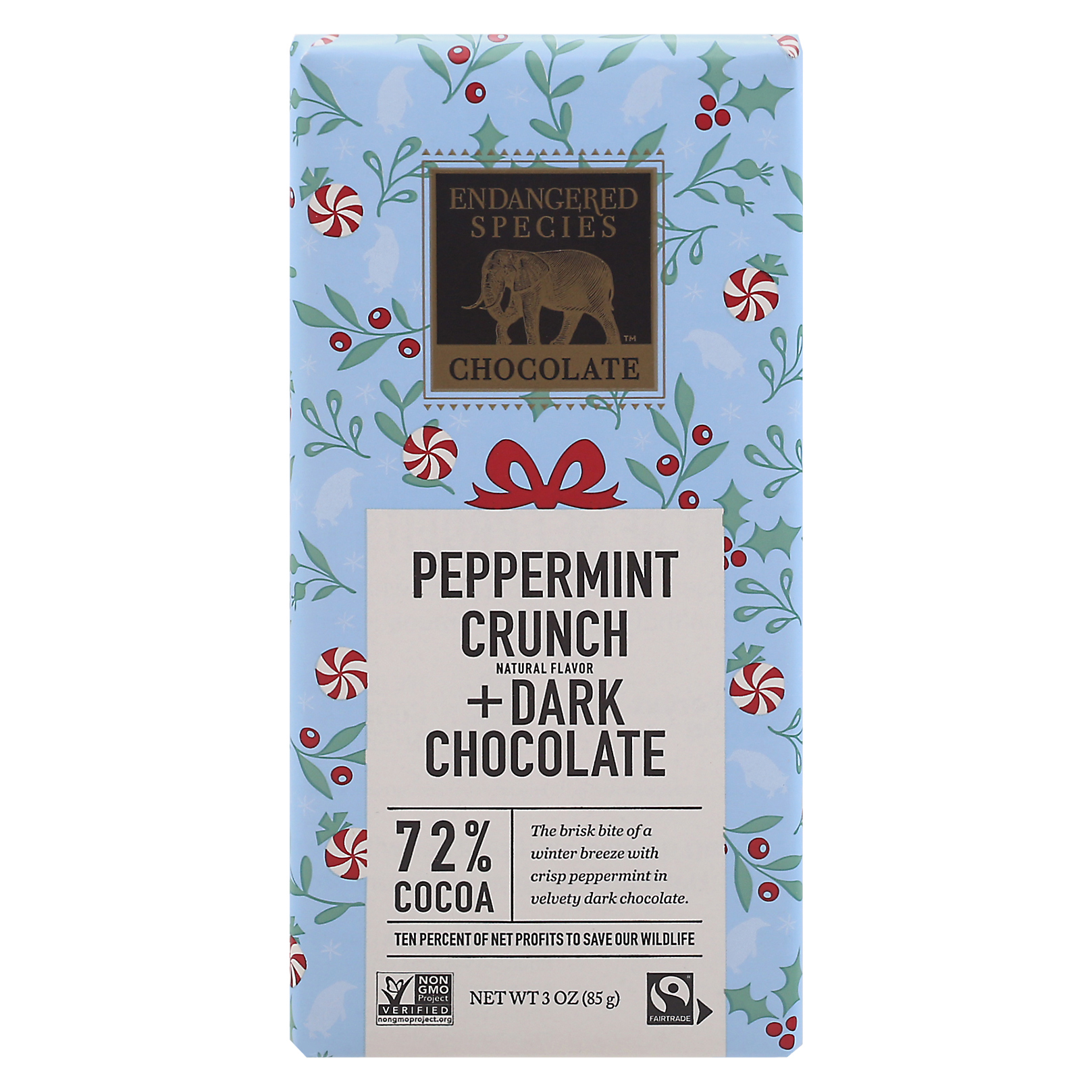 Endangered Species Peppermint Crunch Dark Chocolate 3 oz Box