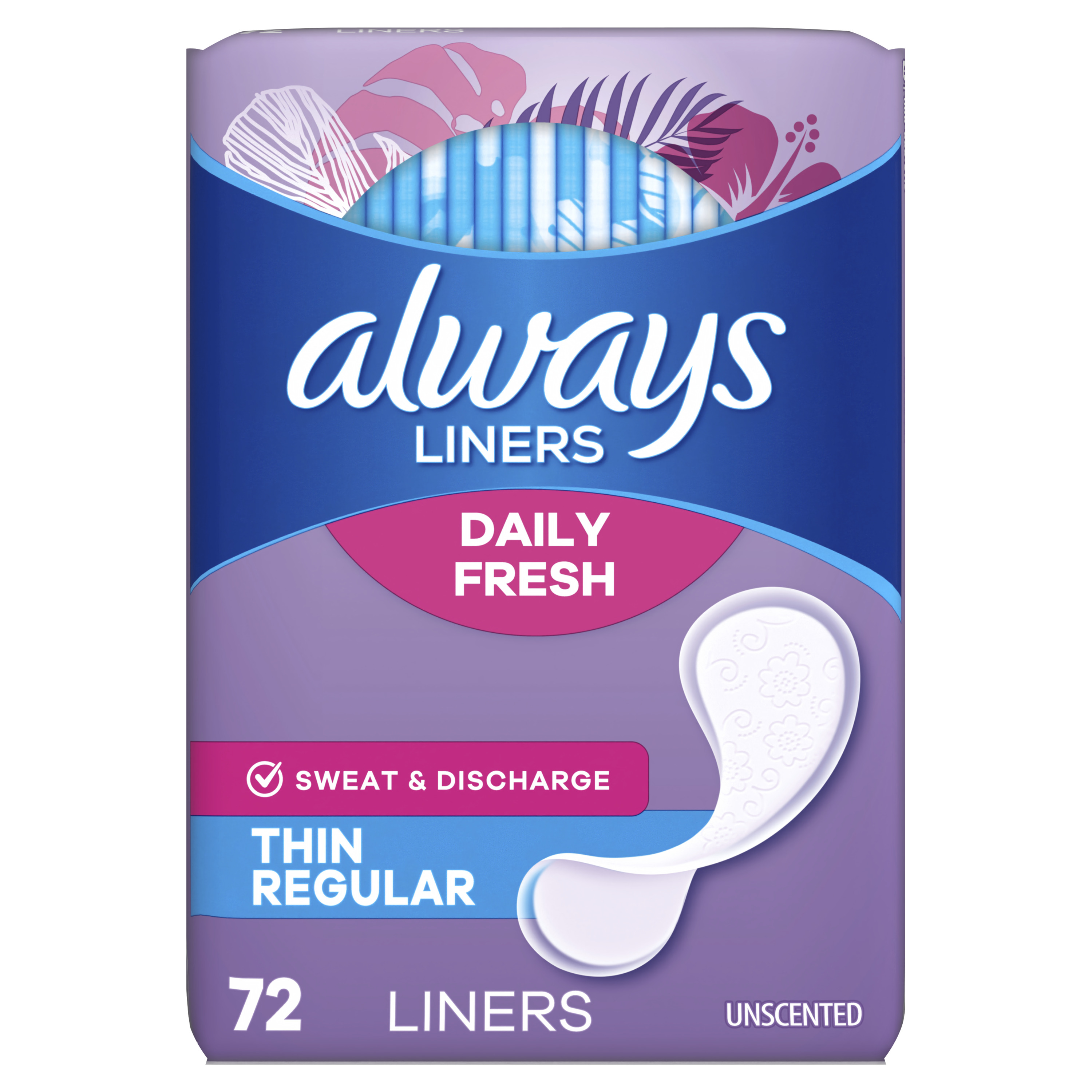 Always Daily Liners Daily Liners, Regular Absorbency, Unscented, 72 Each