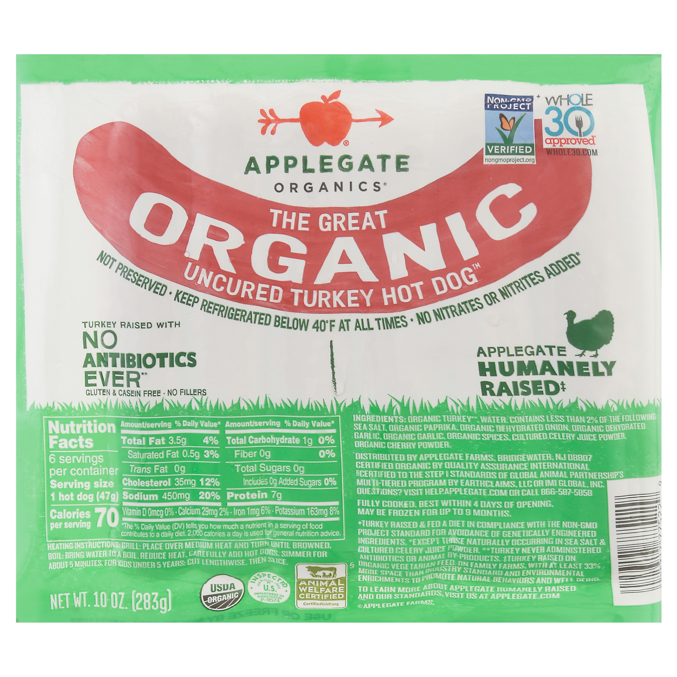 Applegate Organics Organic Uncured Turkey Hot Dog