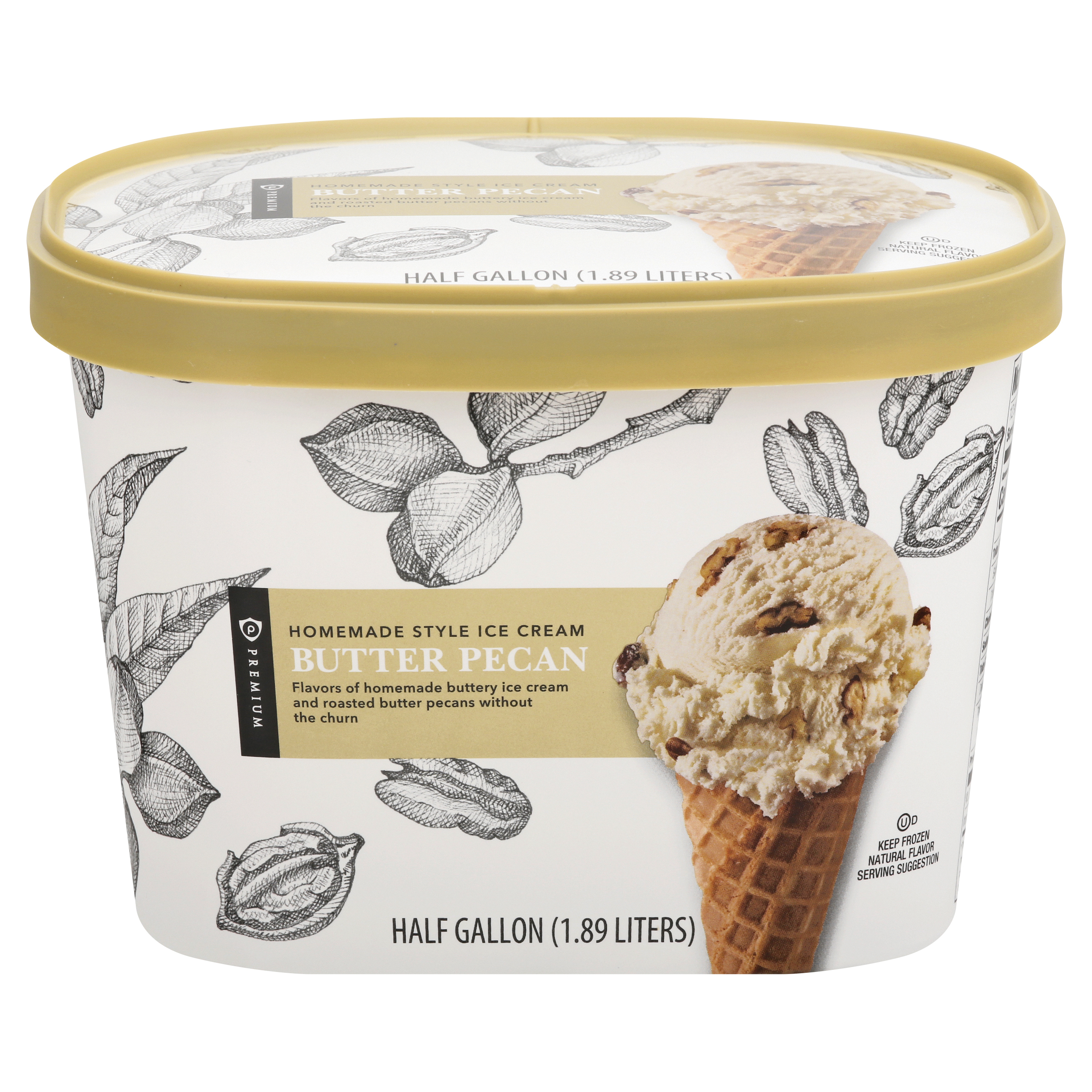 Publix Premium Homemade Style Butter Pecan Ice Cream 0.5 gl CARTON