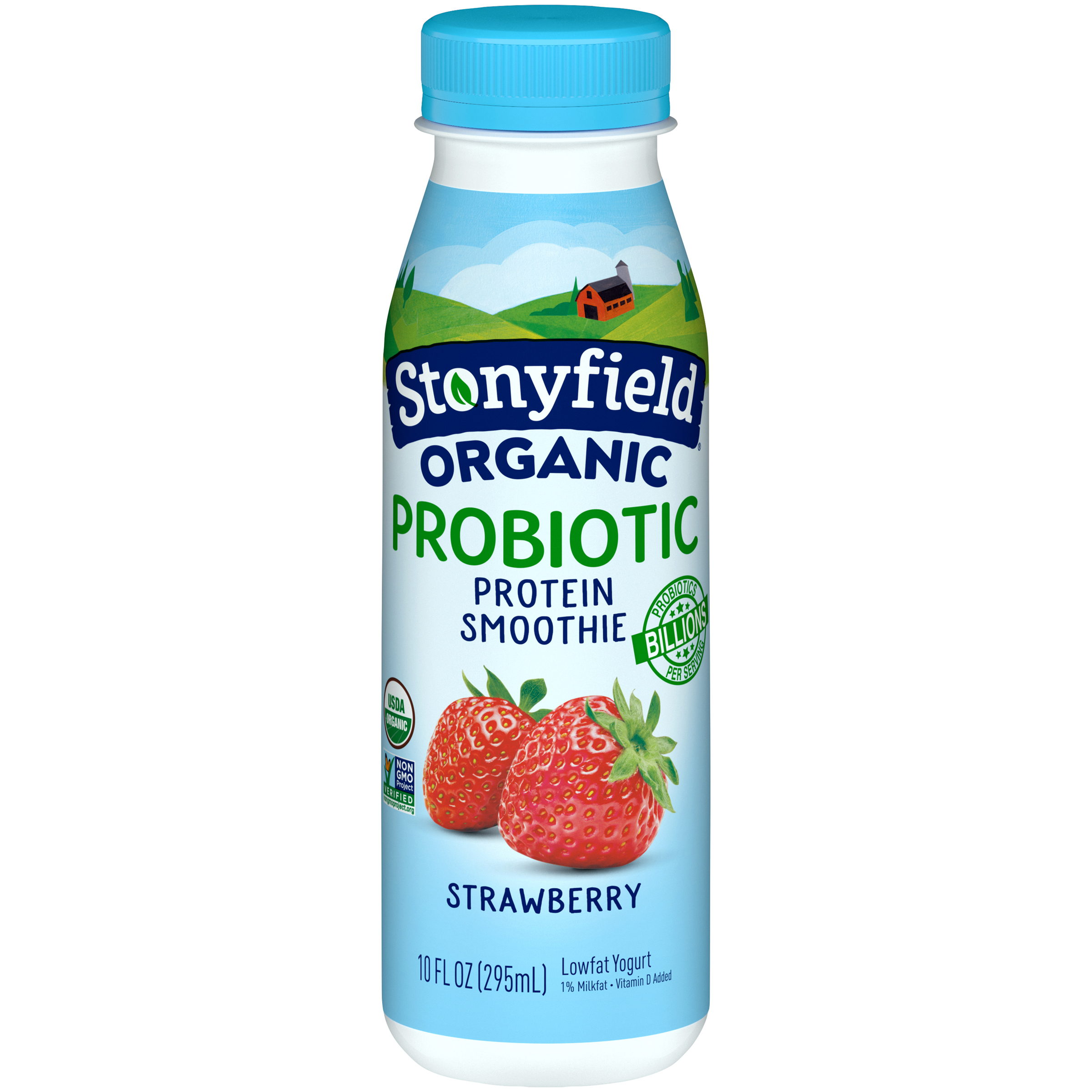 Stonyfield® Organic Probiotic Strawberry Lowfat Yogurt Protein Smoothie 10 fl. oz. Bottle