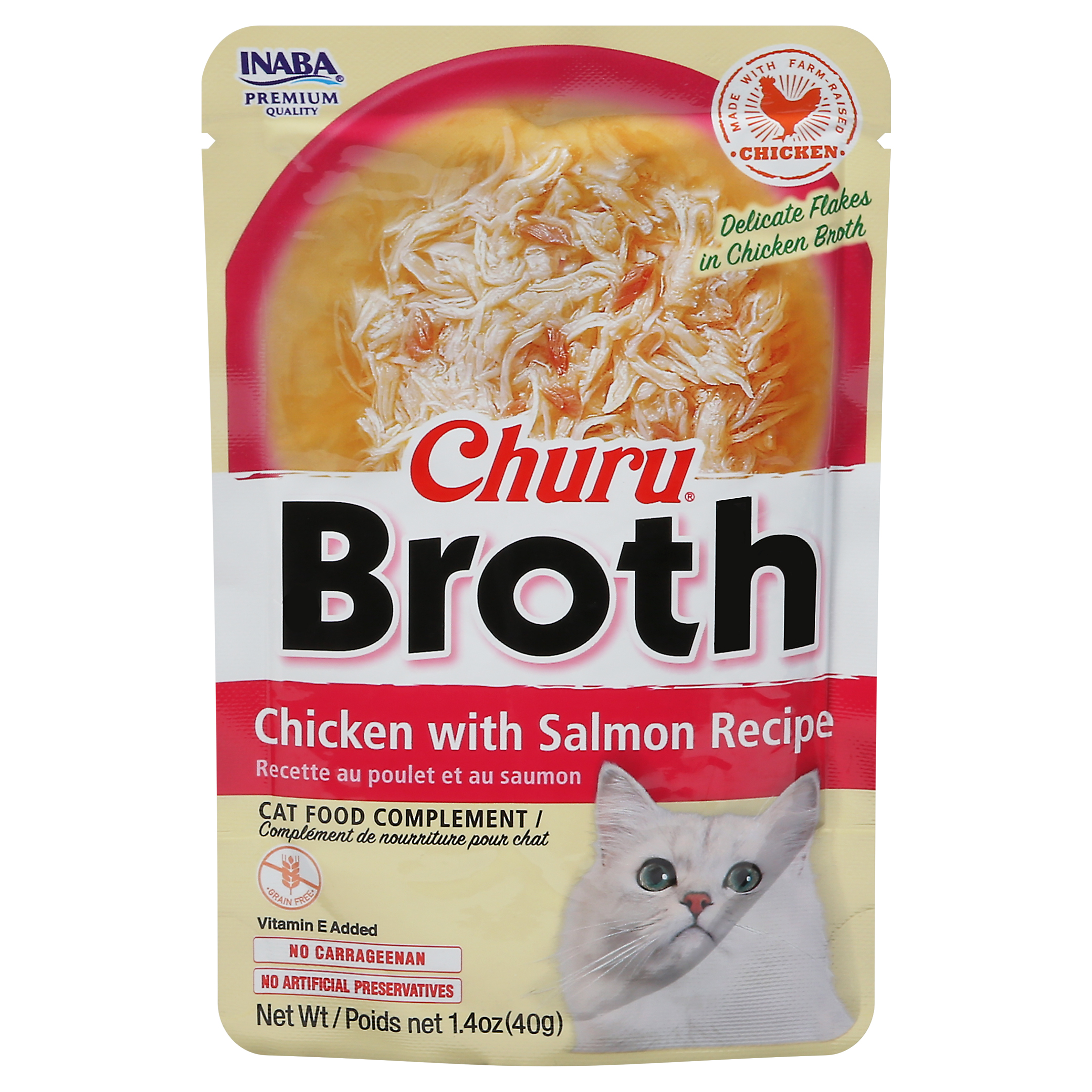Inaba Churu Broth Chicken with Salmon Recipe Cat Food Complement