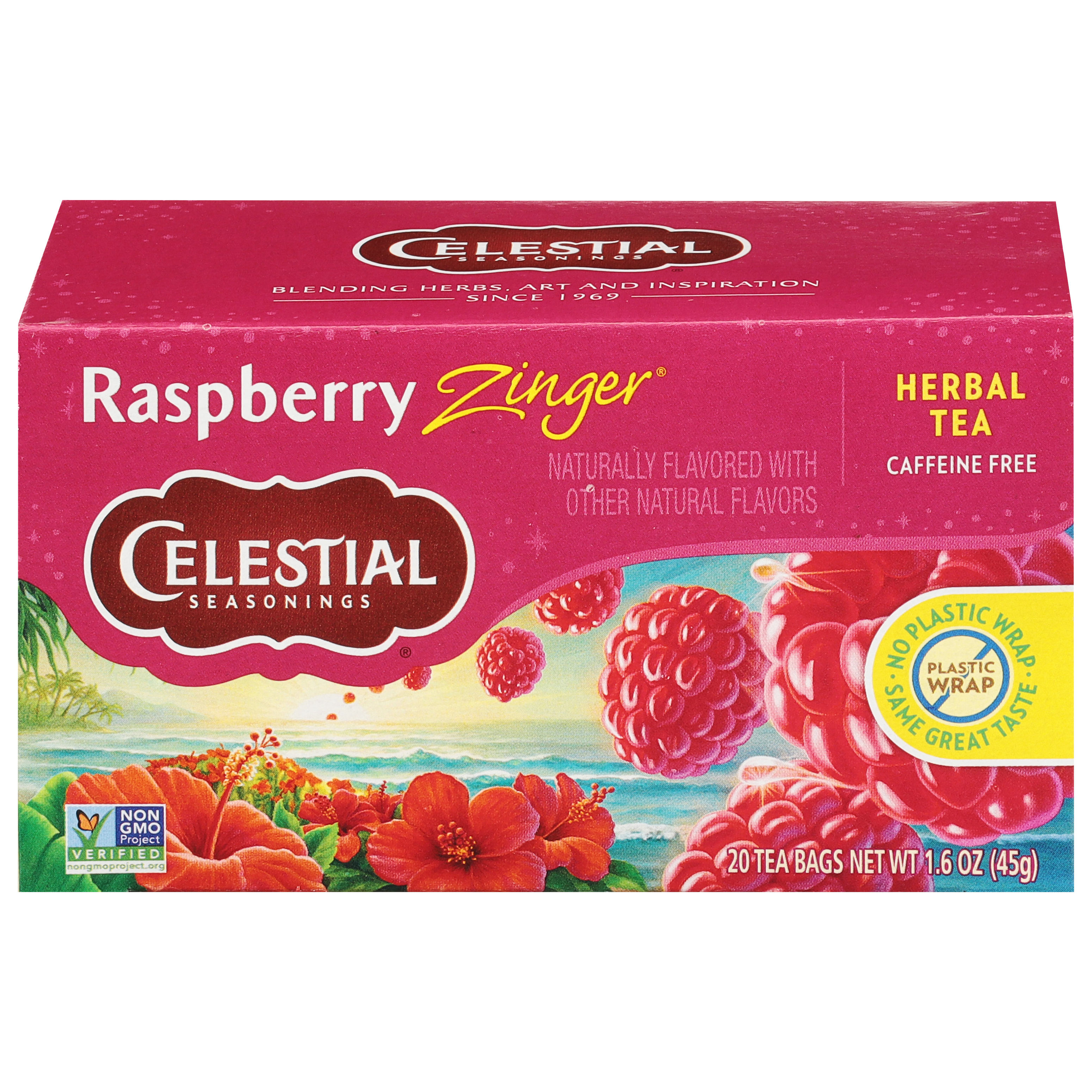Celestial Seasonings Caffeine Free Raspberry Zinger Herbal Tea 20 Tea Bags