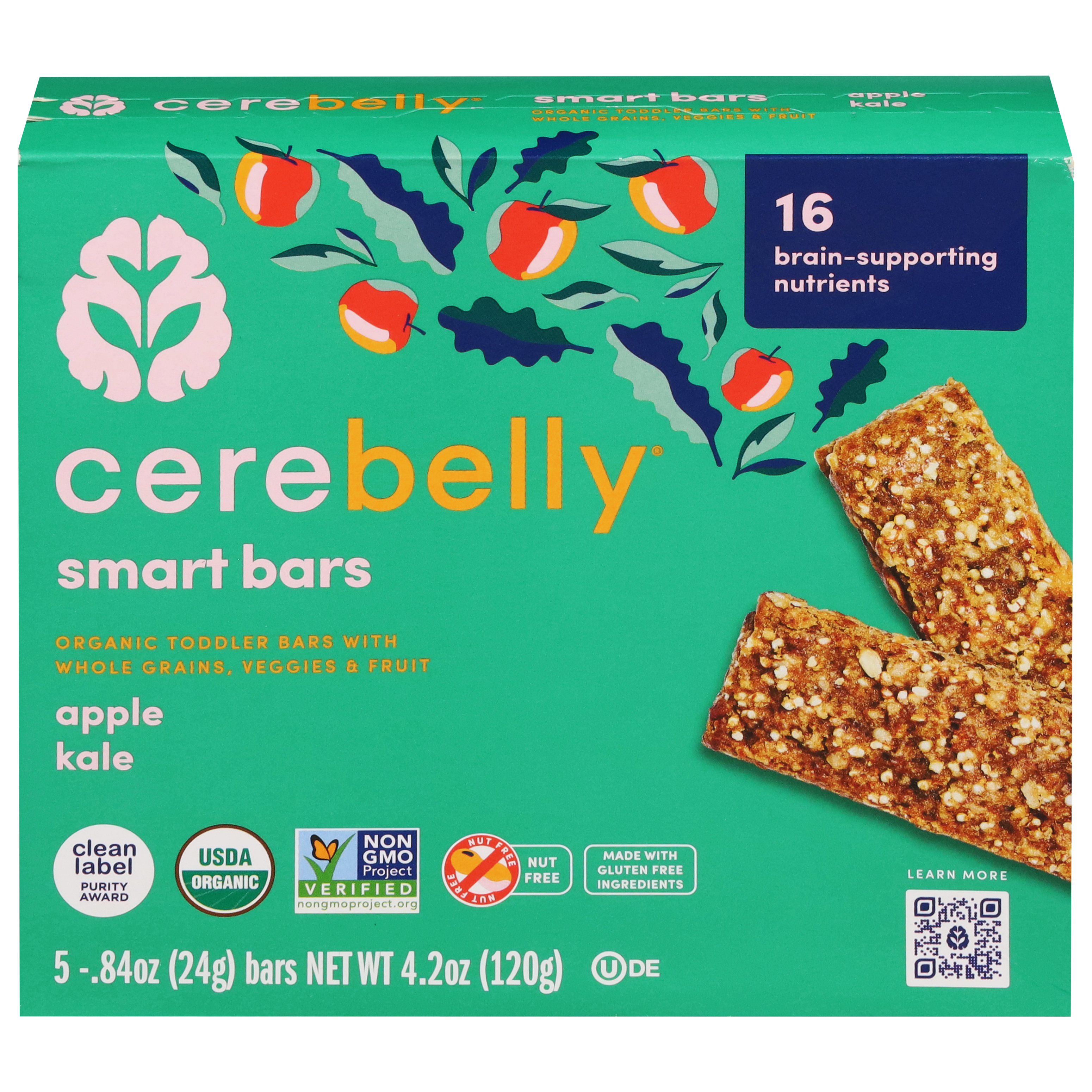 Cerebelly Organic Toddler Apple Kale Smart Snack Bars