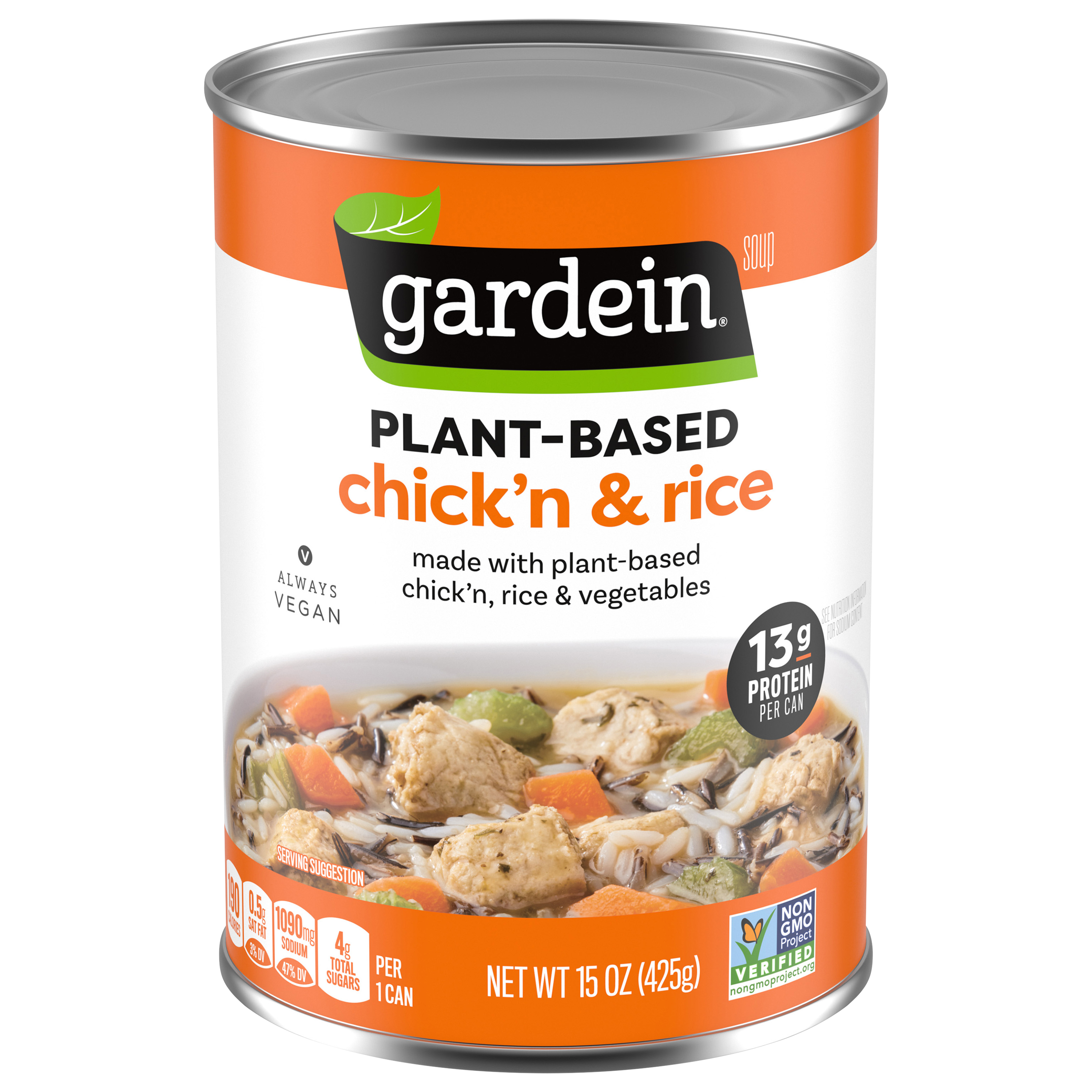 Gardein Plant-Based Chick'n & Rice Soup, Vegan, 15 oz.