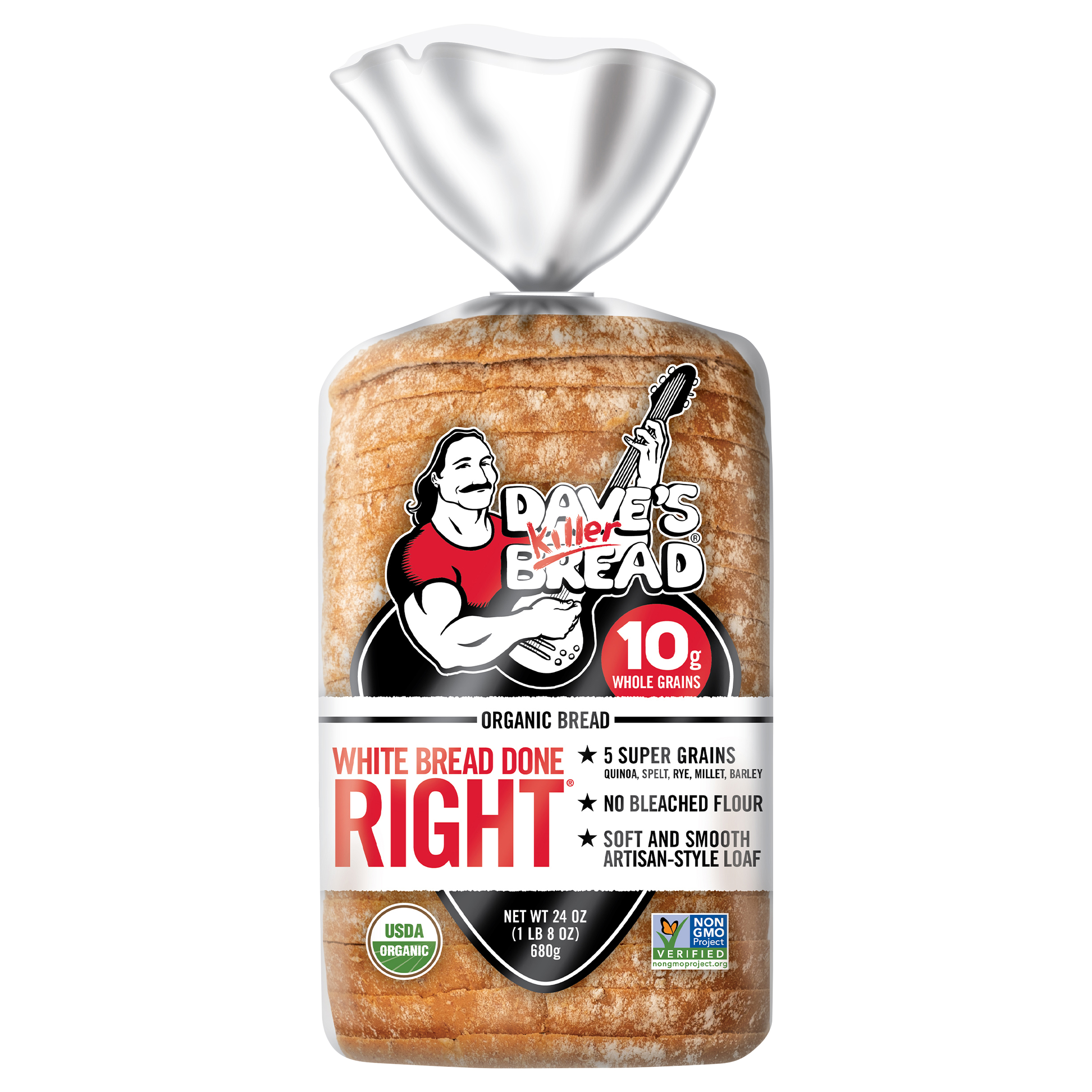 Dave's Killer Bread White Bread Done Right, Artisan-Style Organic White Bread, 24 oz Loaf