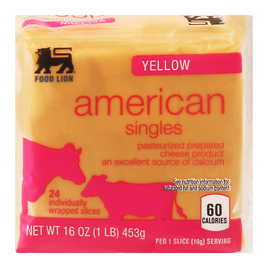 Food Lion American Singles Yellow Cheese Slices 24 slices 24 ea Bag