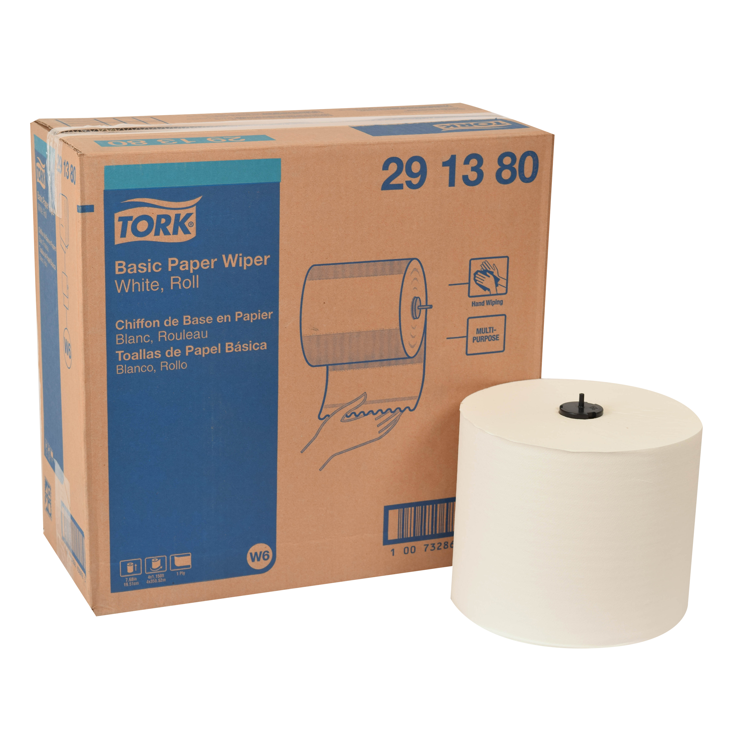 291380 TORK PAPER WIPER WHT ROLL TOWEL 1PLY 1452' 4/CS