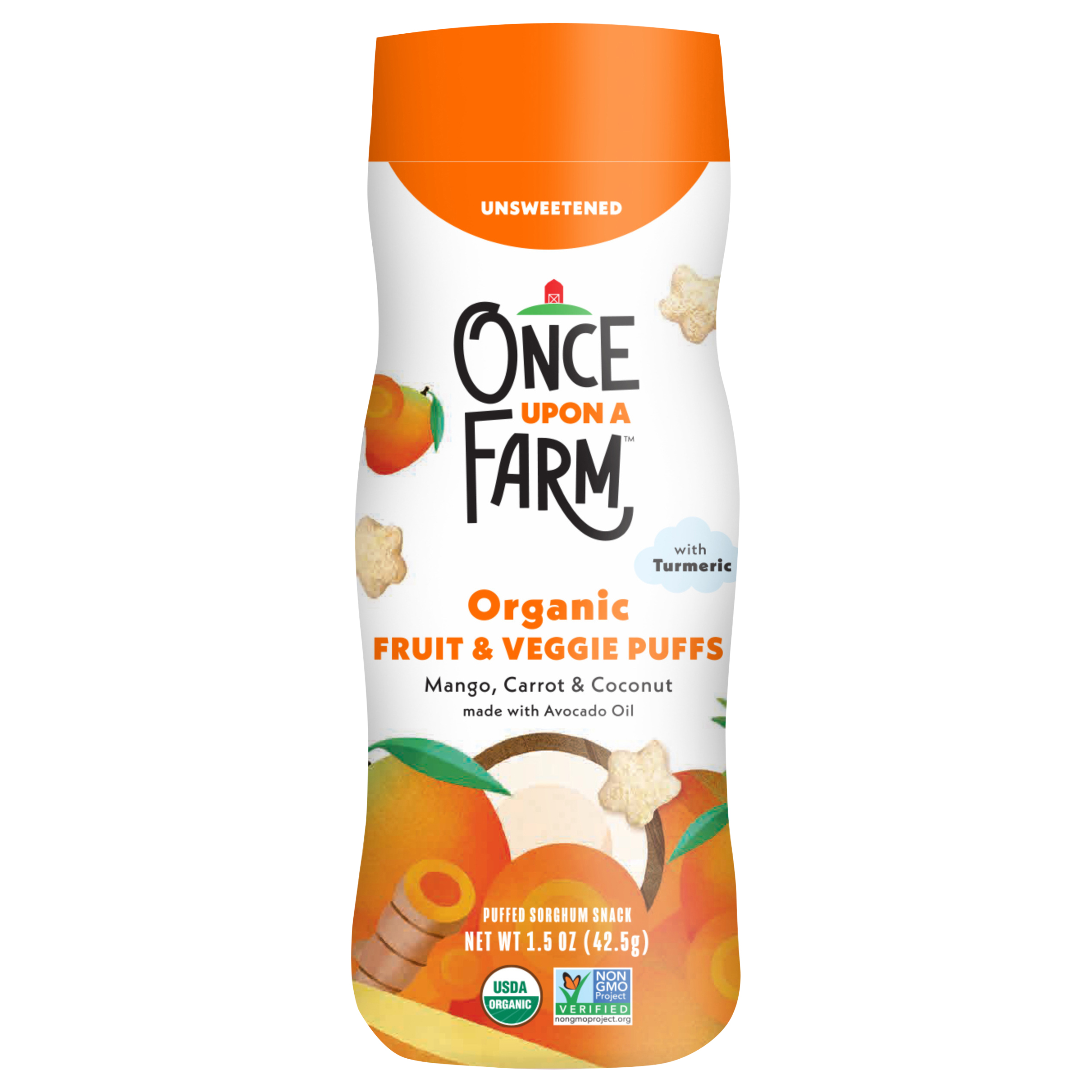 Once Upon a Farm Organic Baby Puffs, Mango, Carrot & Coconut,