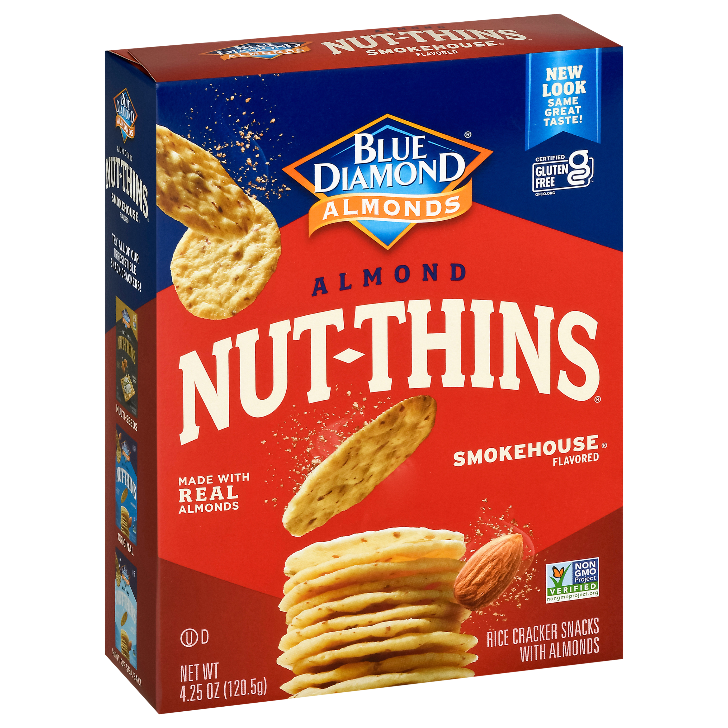 Blue Diamond Almonds Nut-Thins Smokehouse Flavored Rice Crackers Snacks 4.25 oz Box