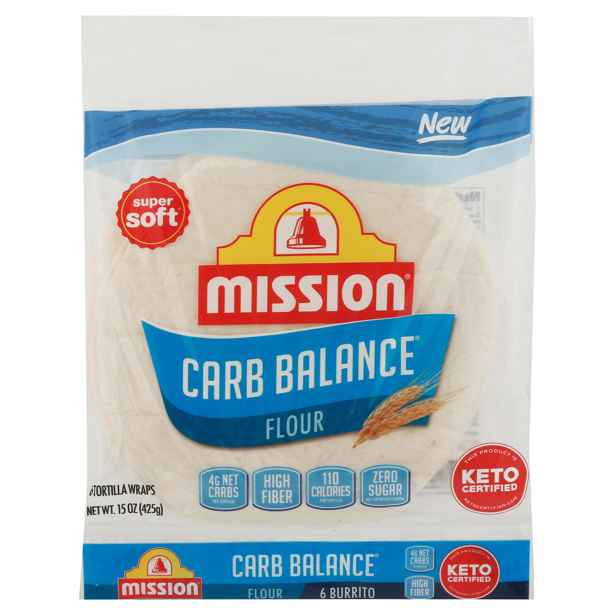 Mission Carb Balance Tortilla Wraps, Flour, Super Soft, 6 Each