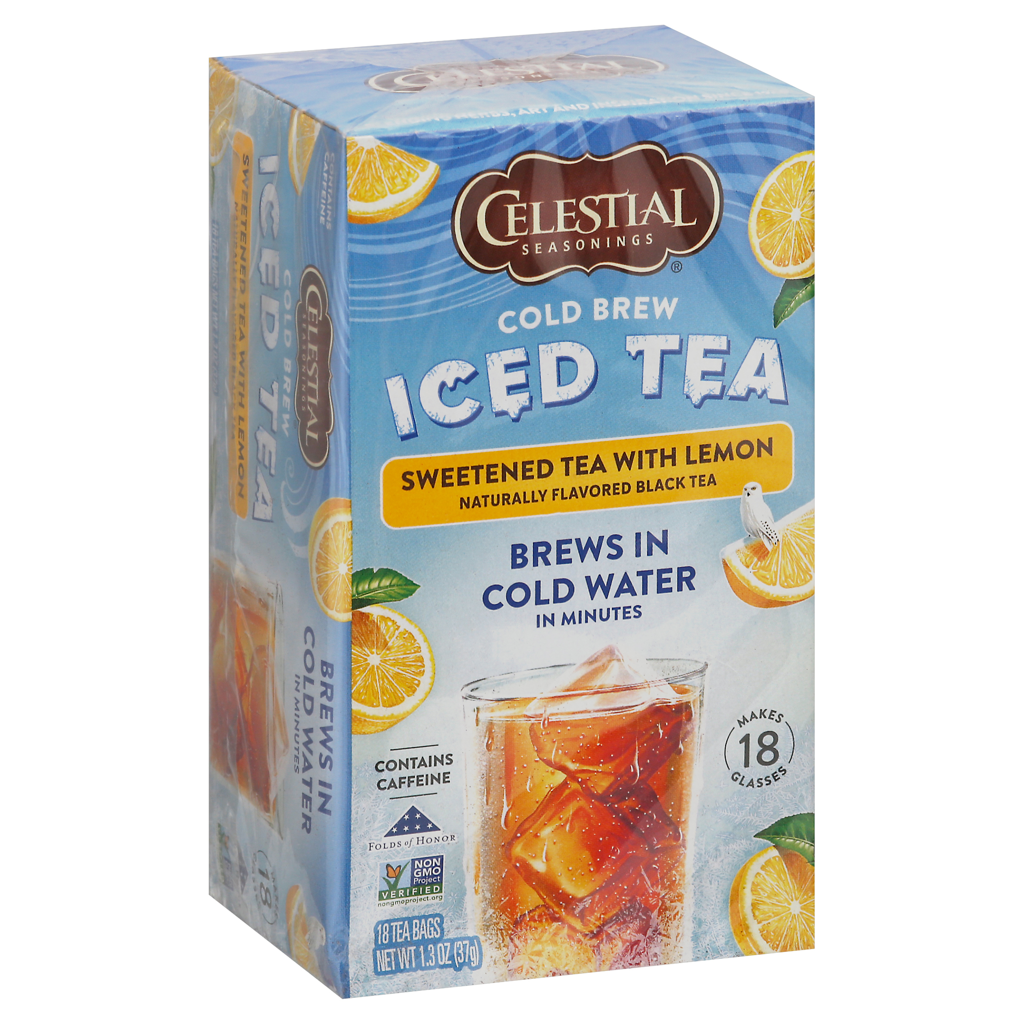 Celestial Seasonings Cold Brew Sweetened Tea With Lemon Iced Tea Bags 18 ea Box