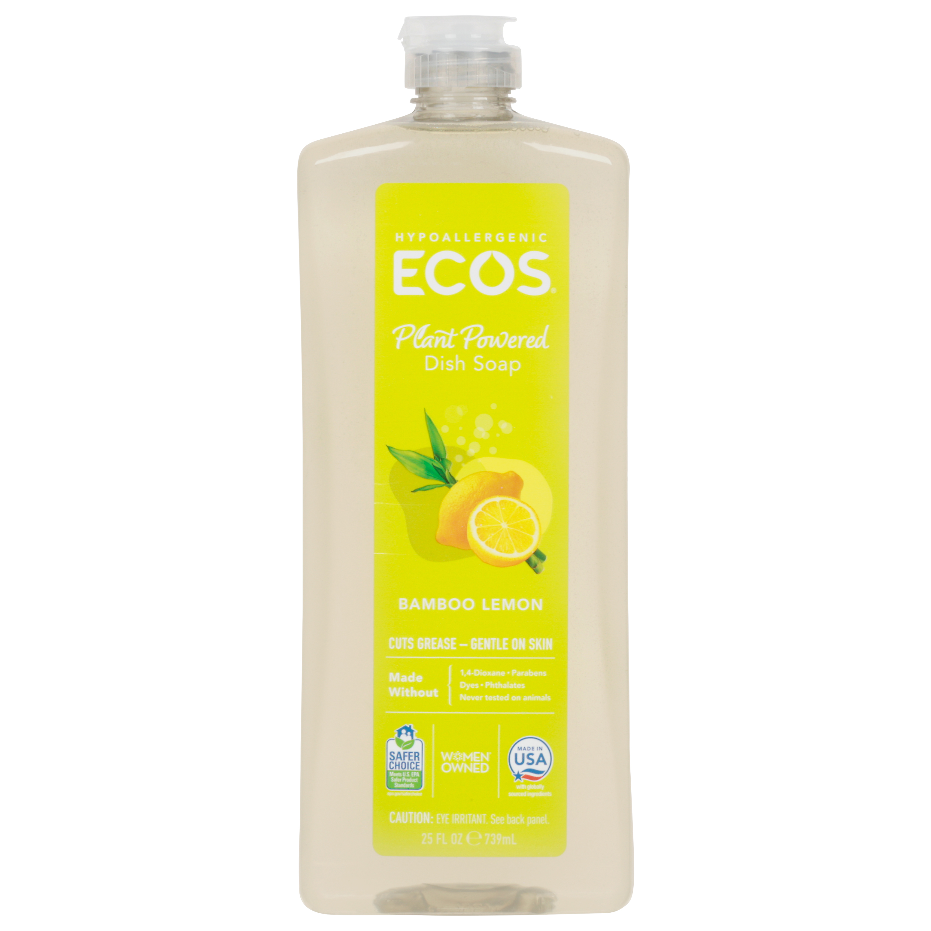 ECOS Plant Powered Hypoallergenic Bamboo Lemon Dish Soap