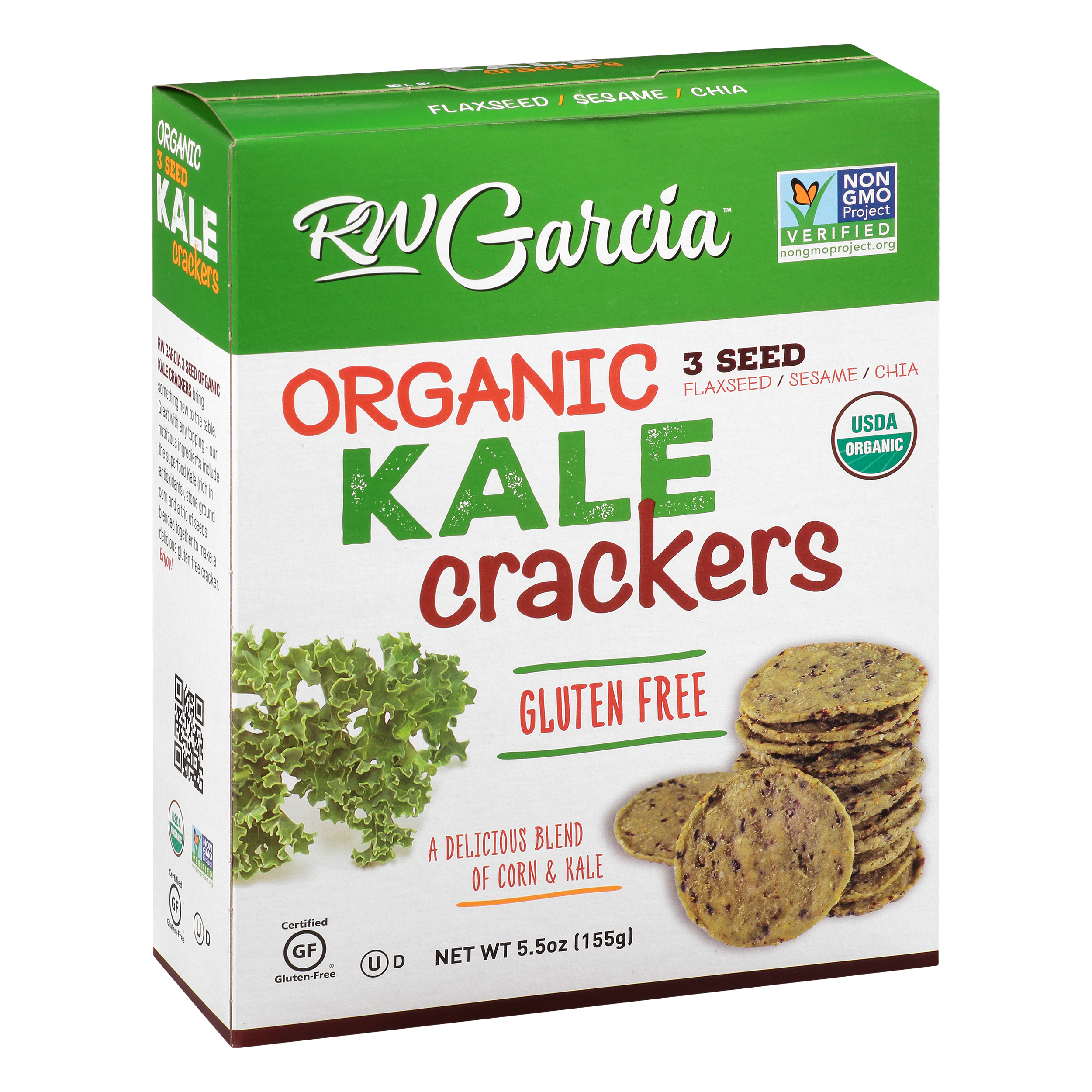 RW Garcia Gluten Free Organic 3 Seed Kale Crackers