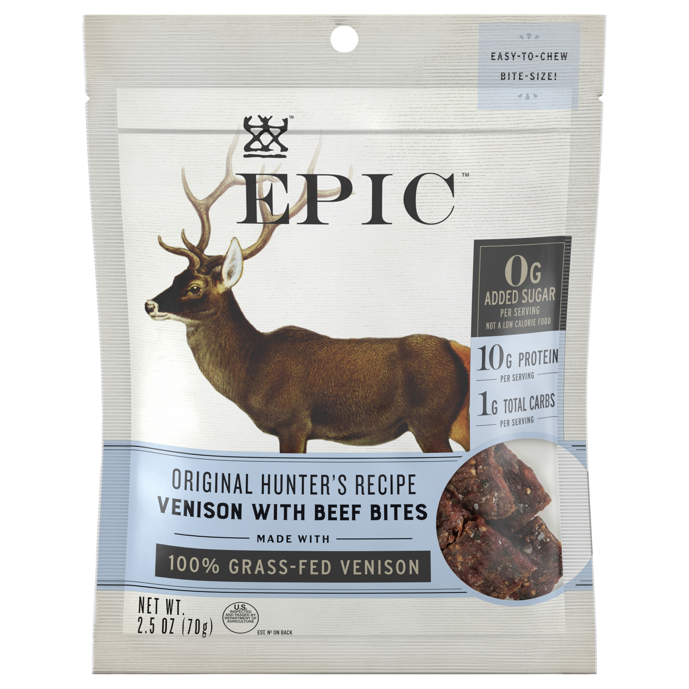 EPIC Venison & Beef Protein Bites, Grass-Fed, Keto Friendly,