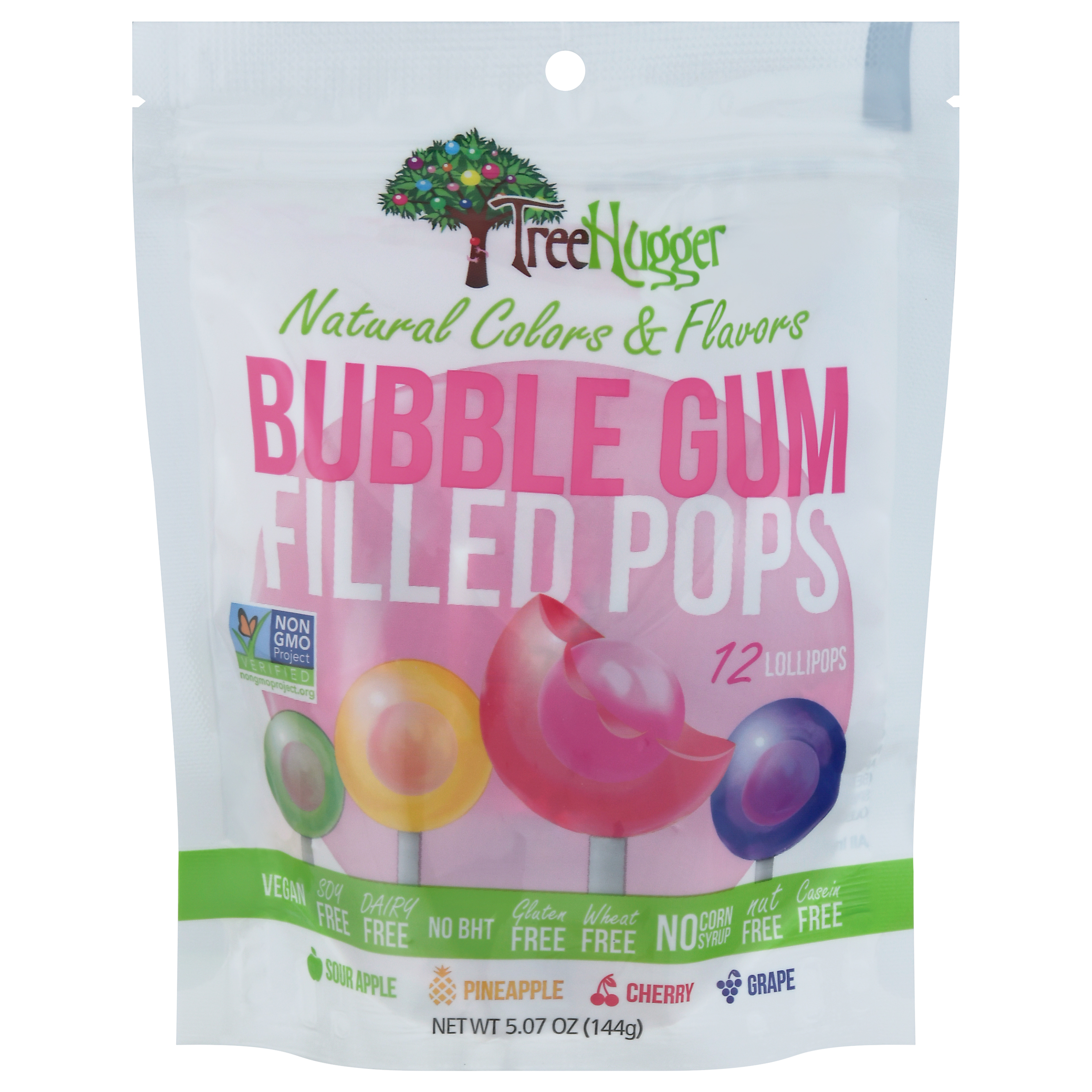 Tree Hugger Bubble Gum Filled Pops 12 Lollipops