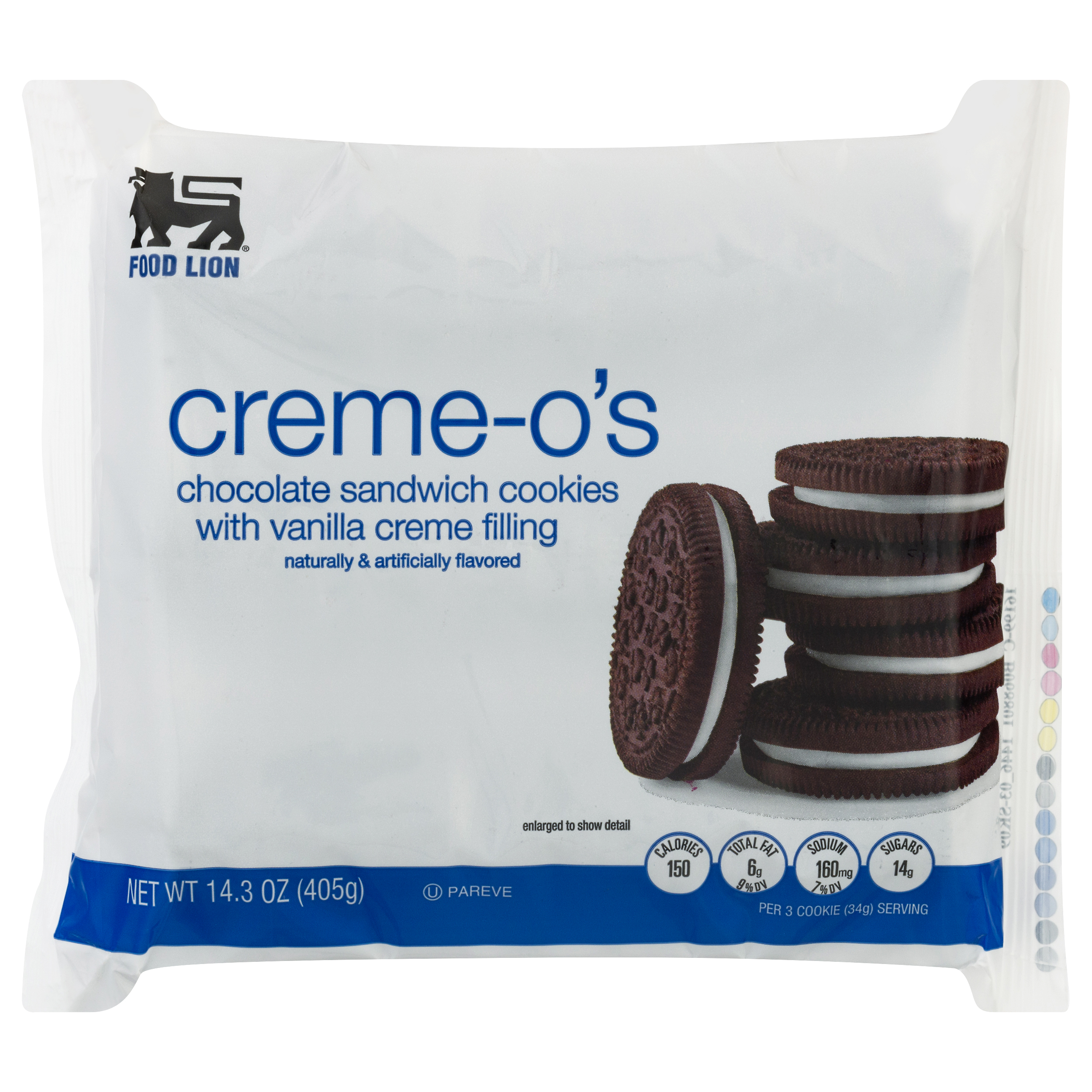 Food Lion Chocolate Sandwich Cookies, CremeO's, Bag