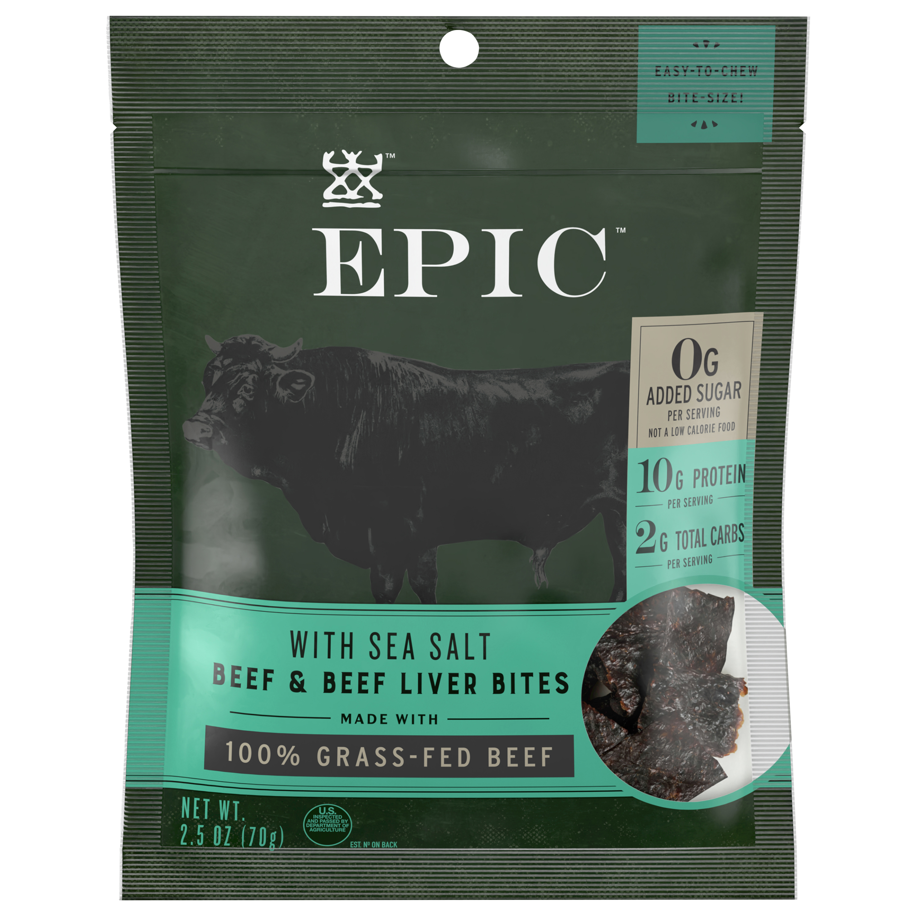 EPIC Beef & Beef Liver Bites with Sea Salt, Grass-Fed, Whole30