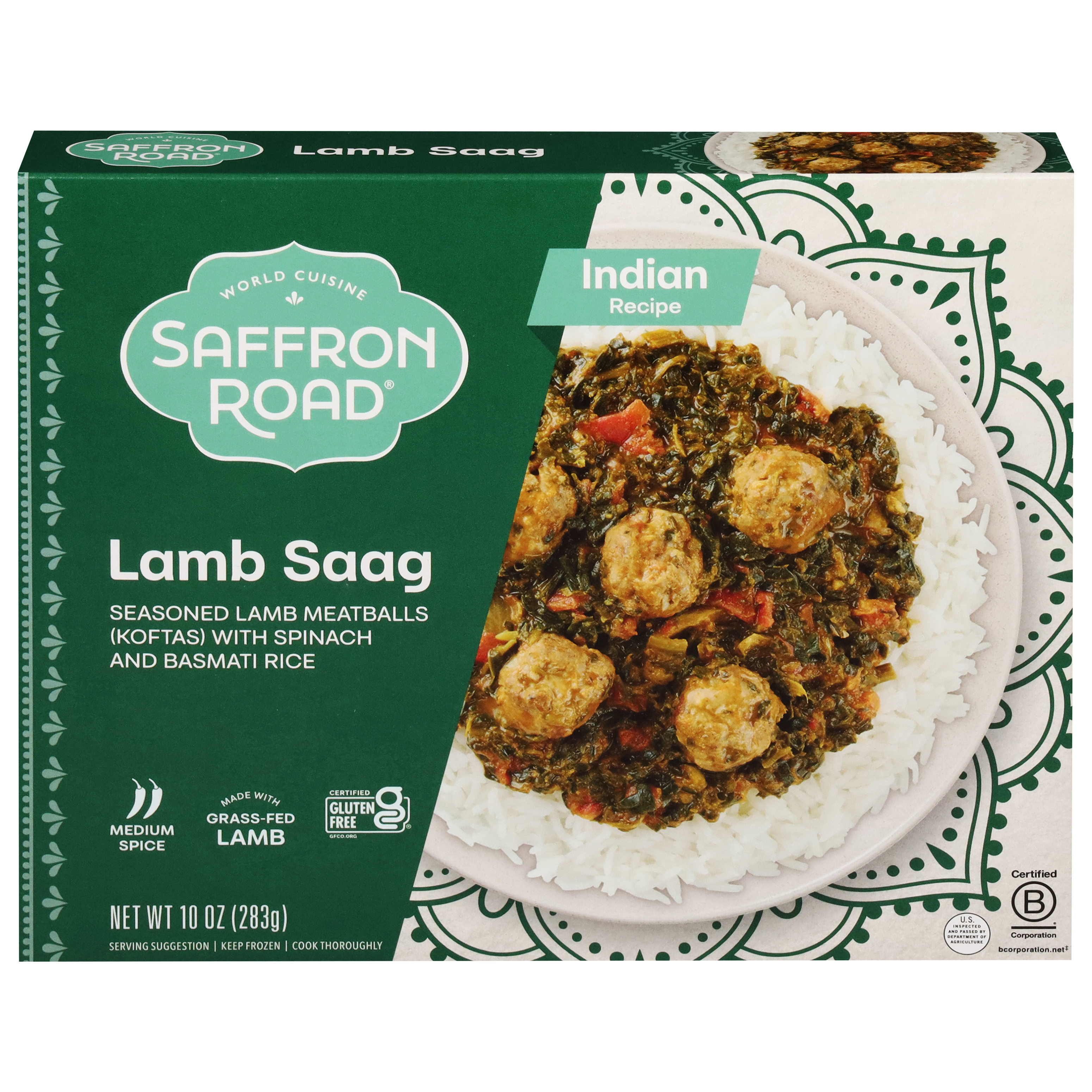 Saffron Road Medium Spice Indian Recipe Lamb Saag