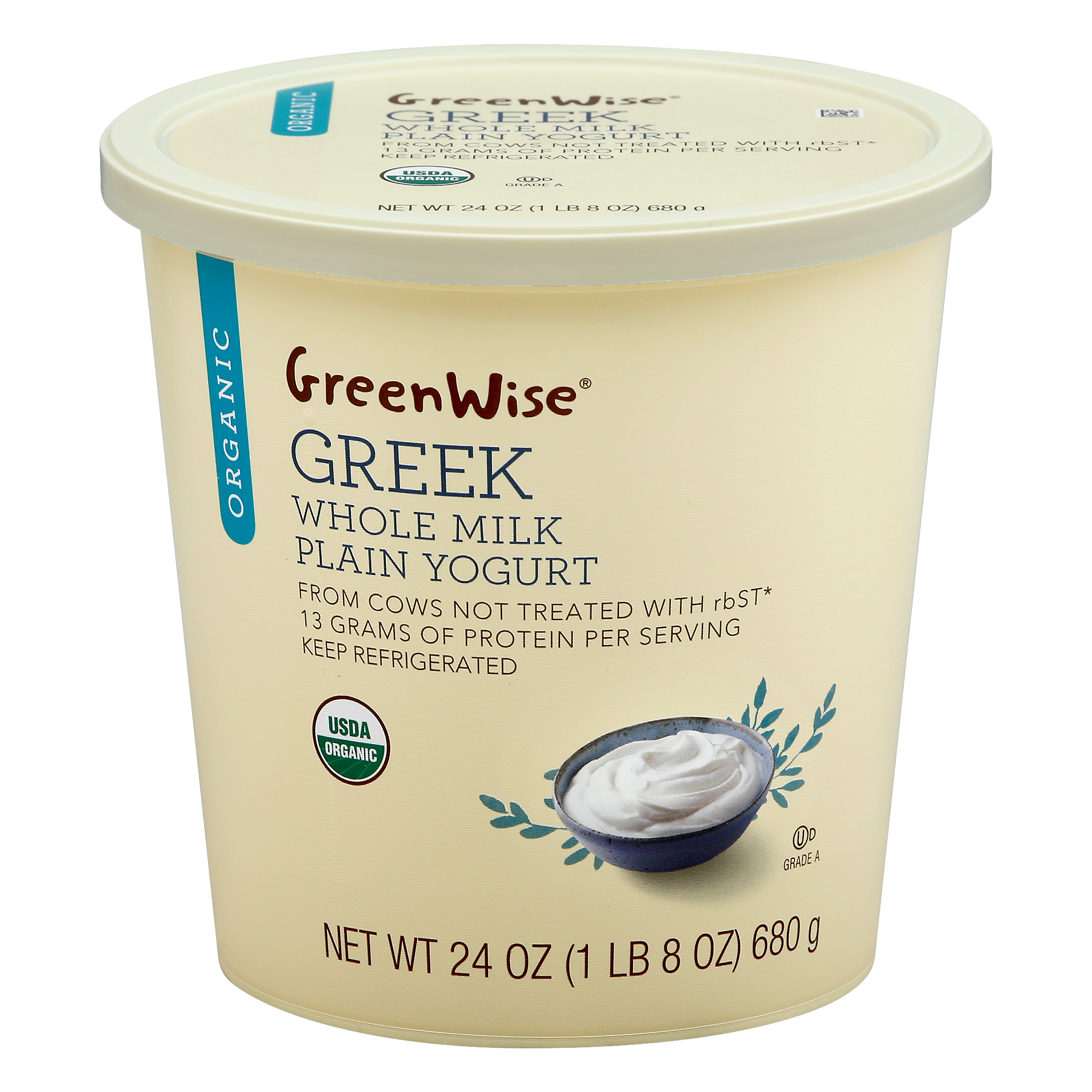 GreenWise Organic Whole Milk Plain Yogurt 24.0 oz CONTAINER