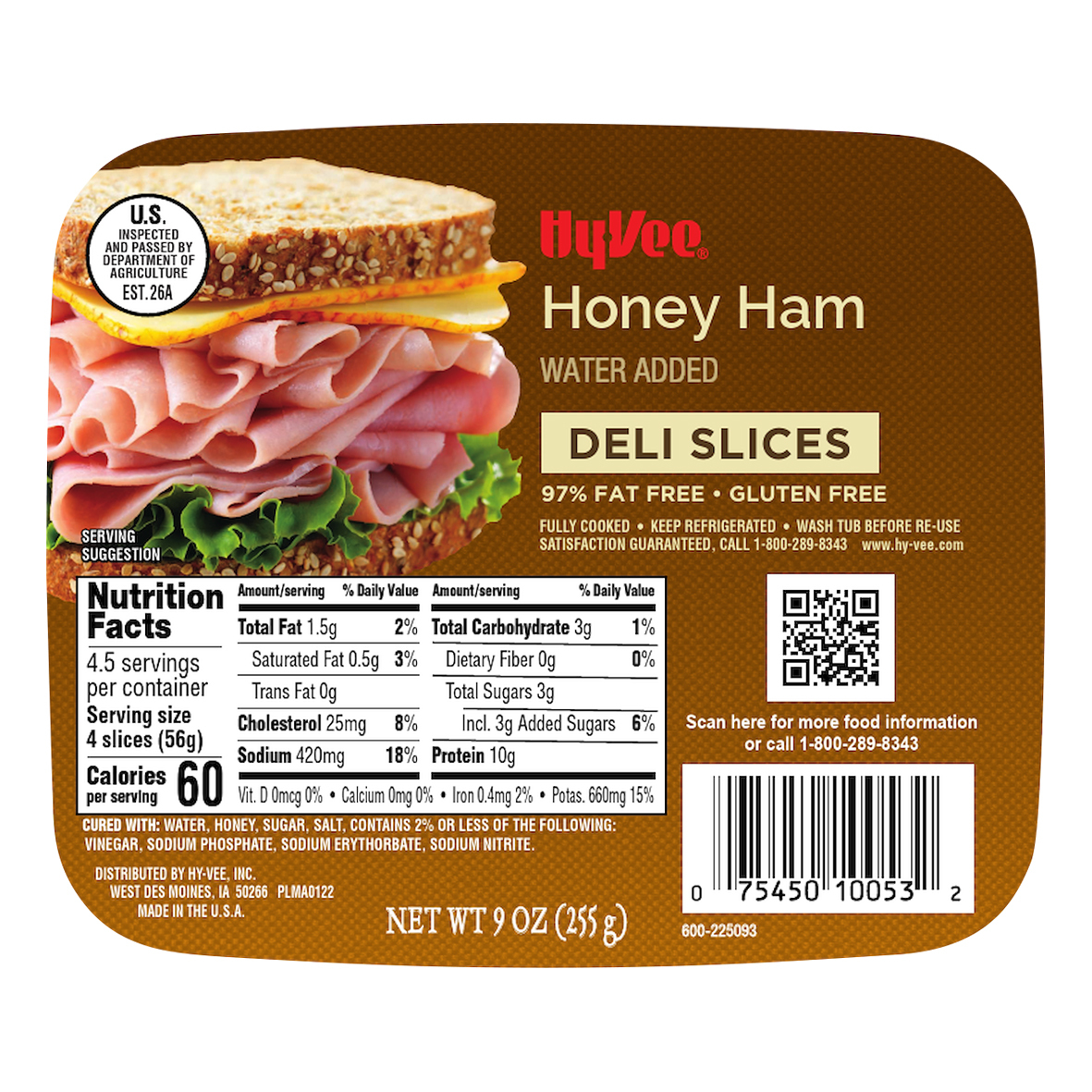 HyVee Deli Slices Honey Ham 9 oz
